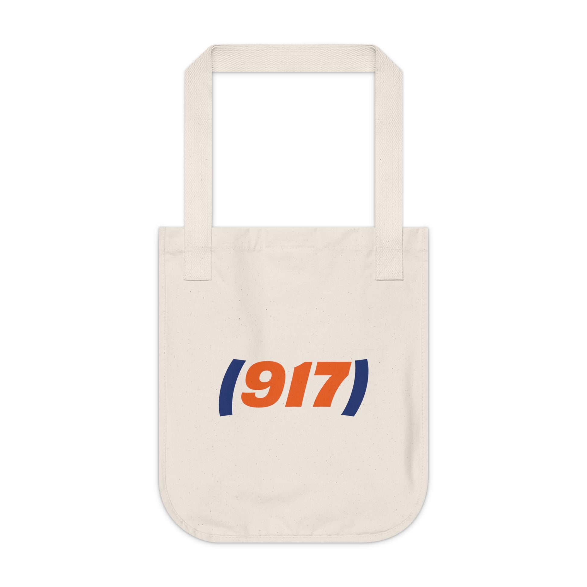 917 New York tote bag front view organic cotton carryall with minimalist NYC area code design