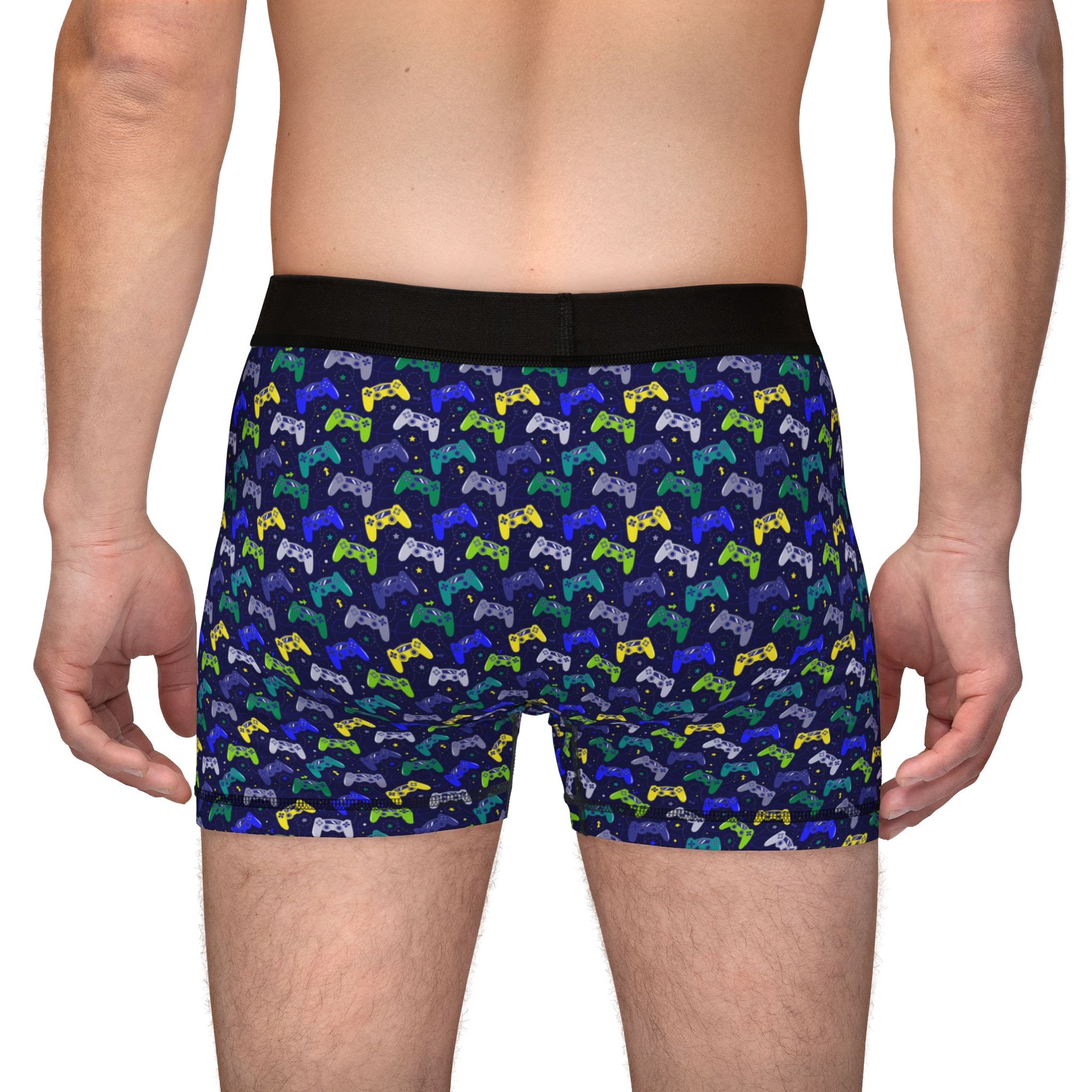 Back view of Gamer Men’s Boxers with all-over controller print pattern.