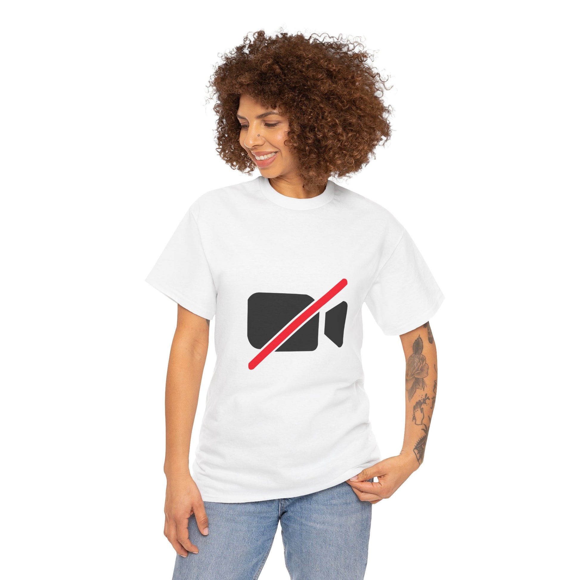 Camera Off unisex T-shirt funny remote work shirt worn by woman for casual work from home outfit