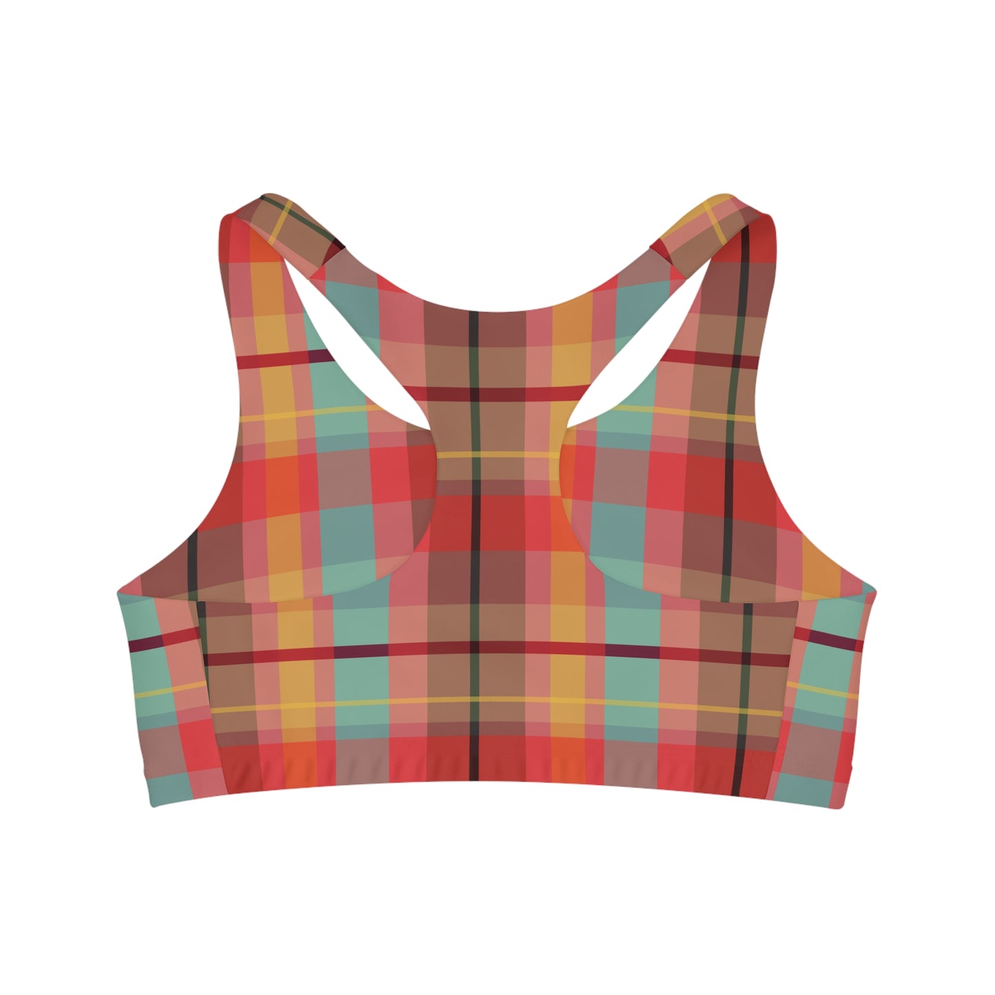 Sports Bra - Autumn Colors Plaid Pattern