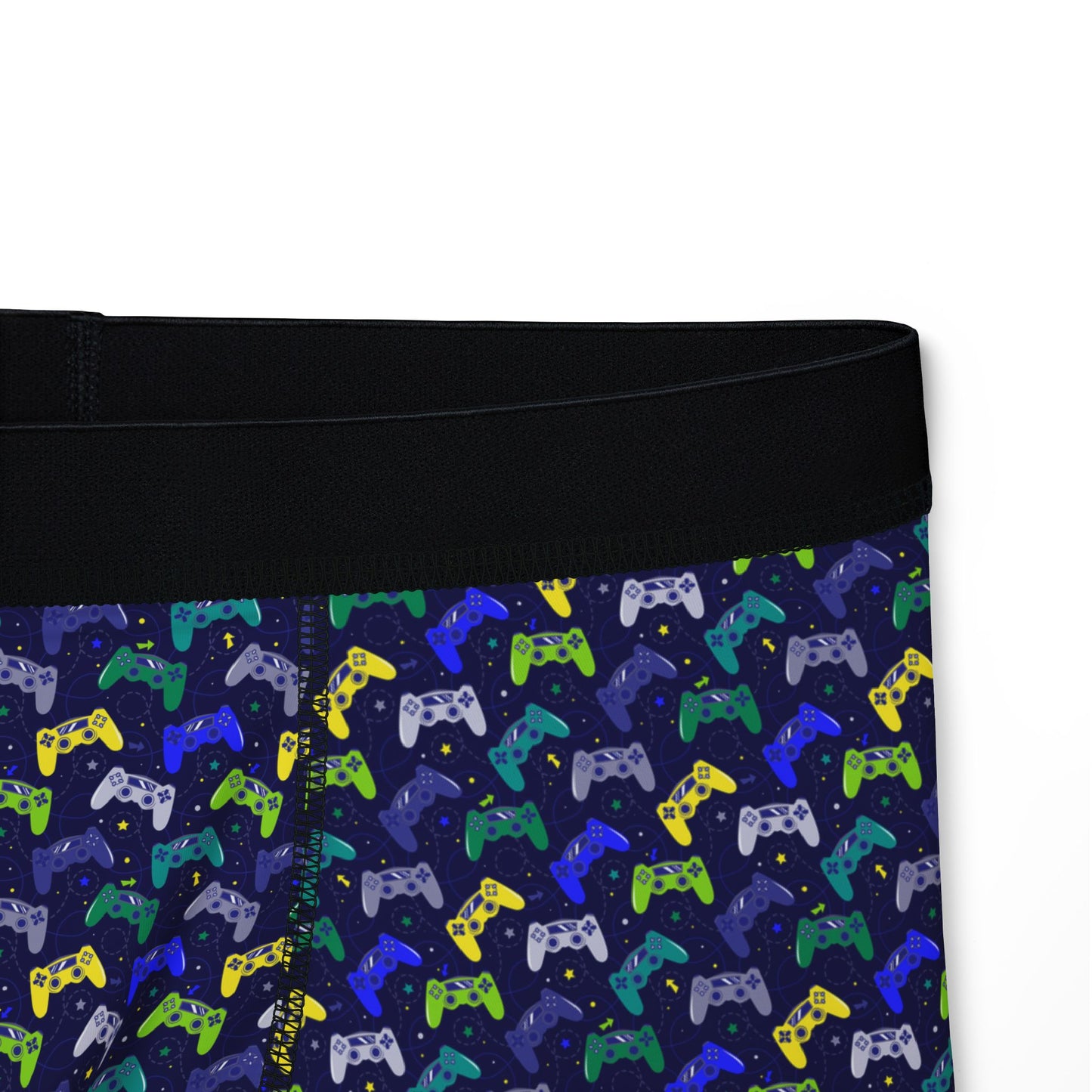 Close-up side view of Gamer Men’s Boxers showing waistband and controller design.