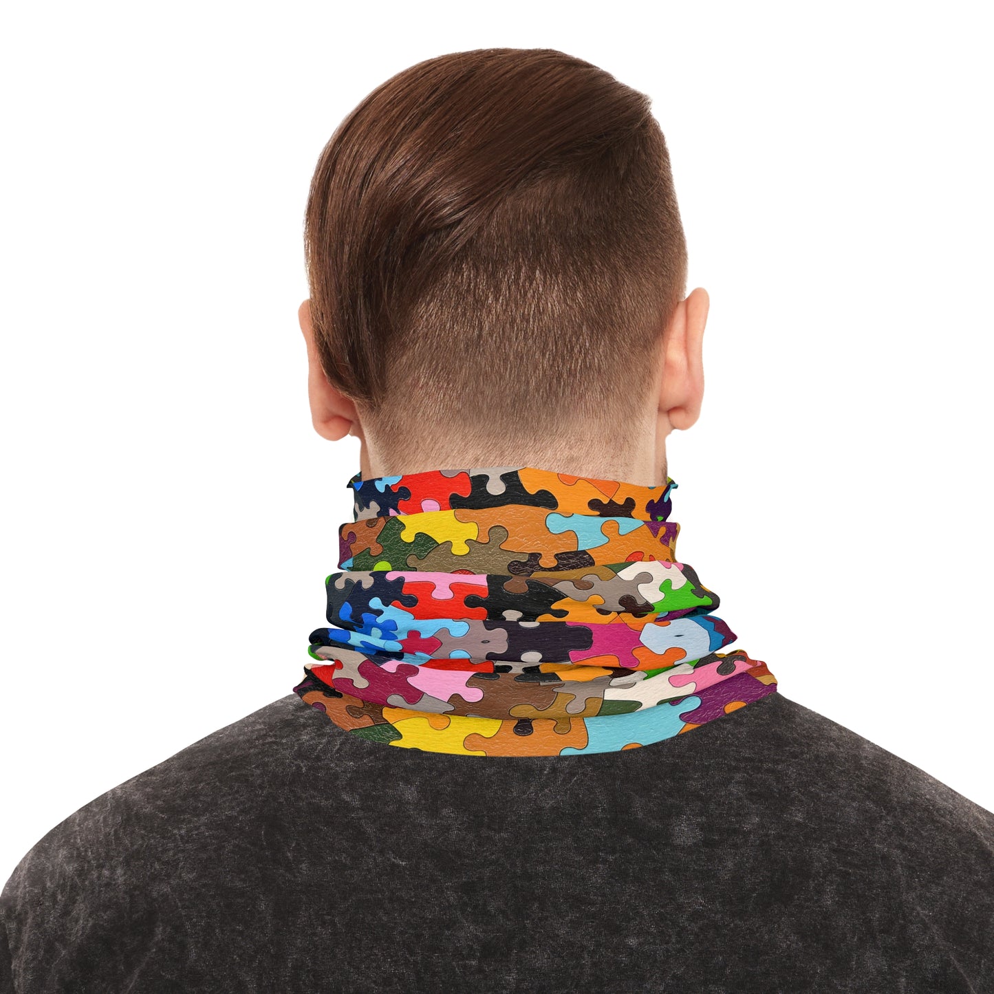 Tube Scarf - Multicolored Puzzle Design