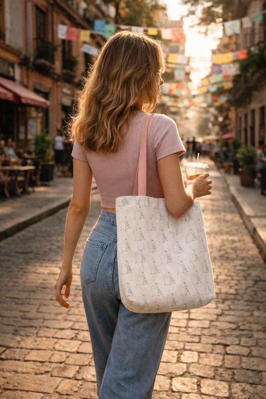 Elastika Girl Canvas Tote Bag — Artistic Character Print Carryall