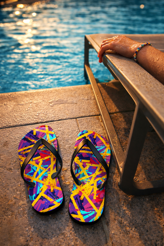 graffiti flip flops poolside colorful street art sandals east broadway new york lifestyle