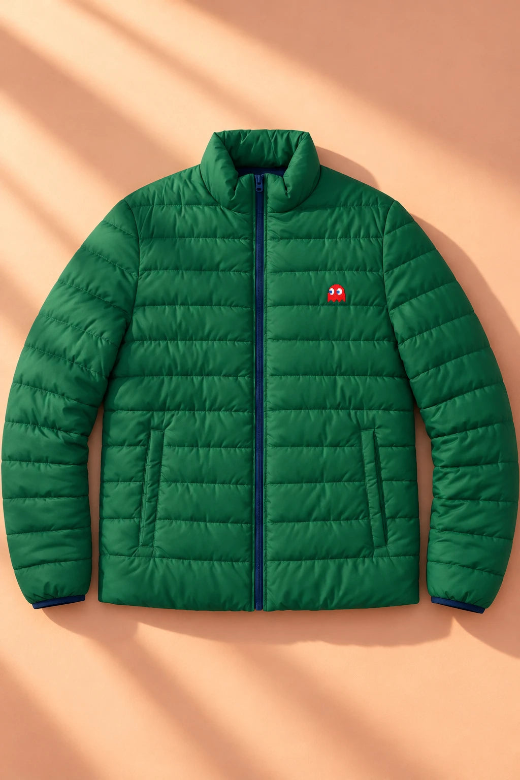 Pac Man Blinky Ghost Men’s Puffer Jacket – Green