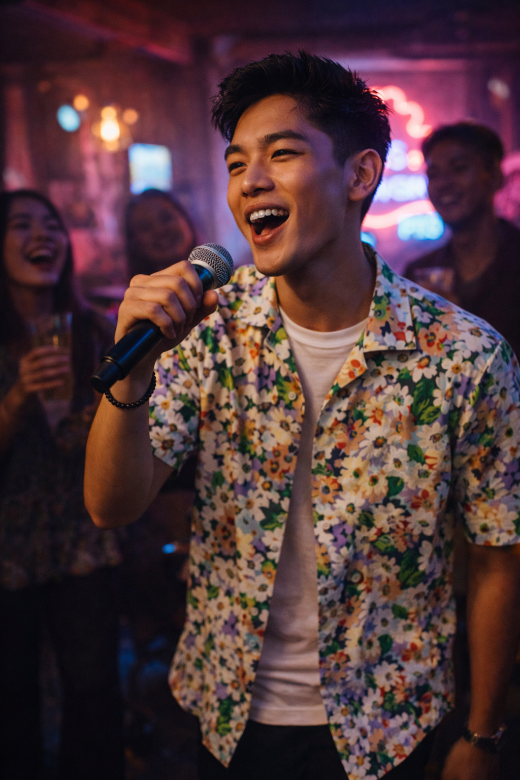 mens floral shirt nightlife casual summer outfit