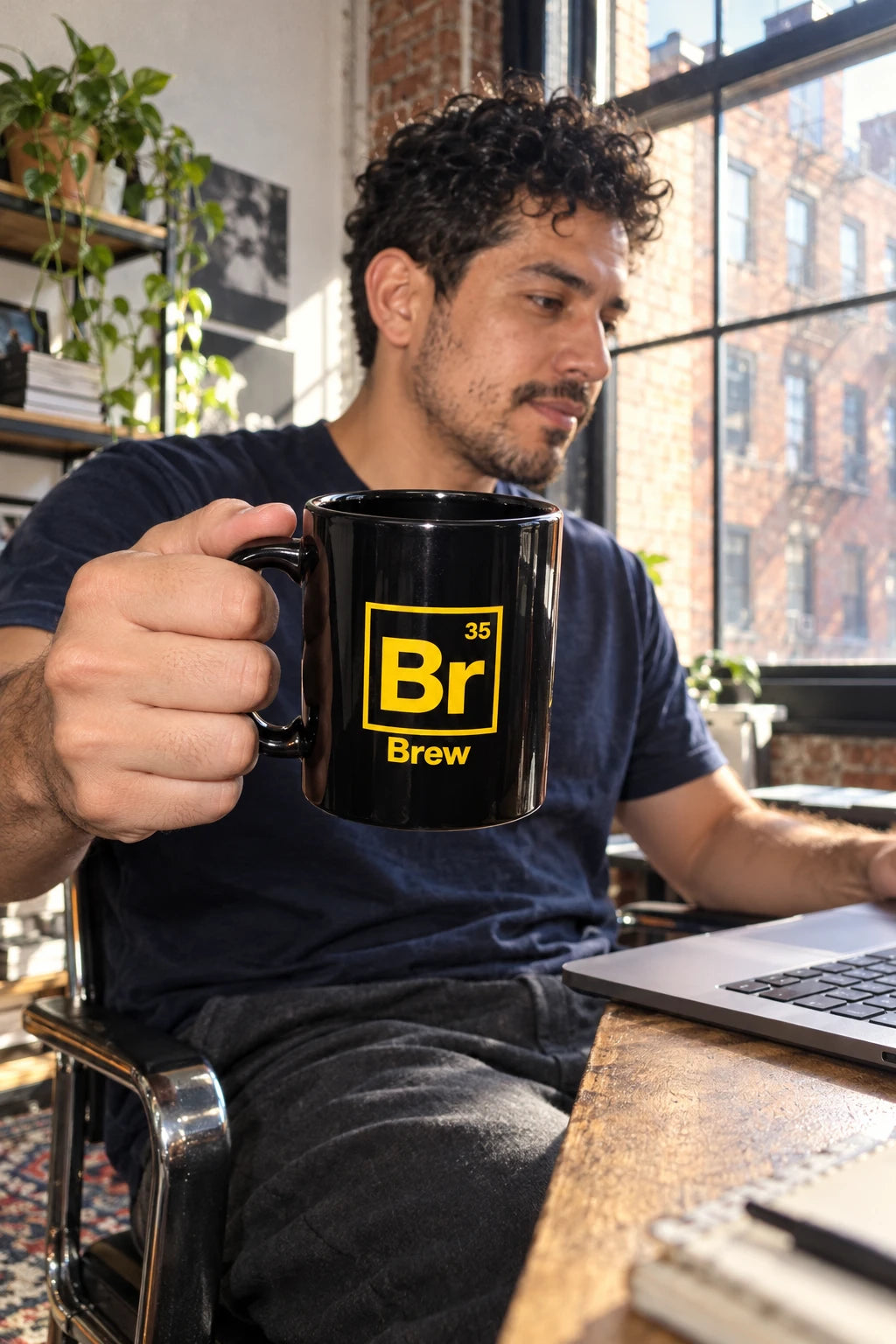 Brew Chemistry Coffee Mug – Black Ceramic, 11 oz