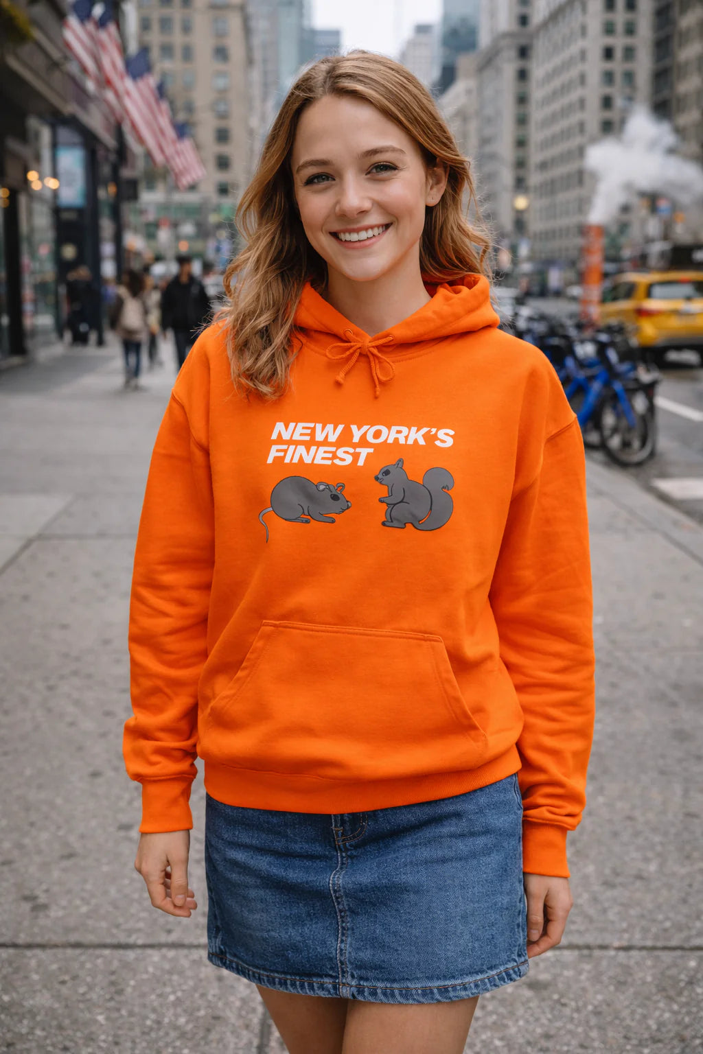 new york hoodie orange back view plain hoodie nyc streetwear