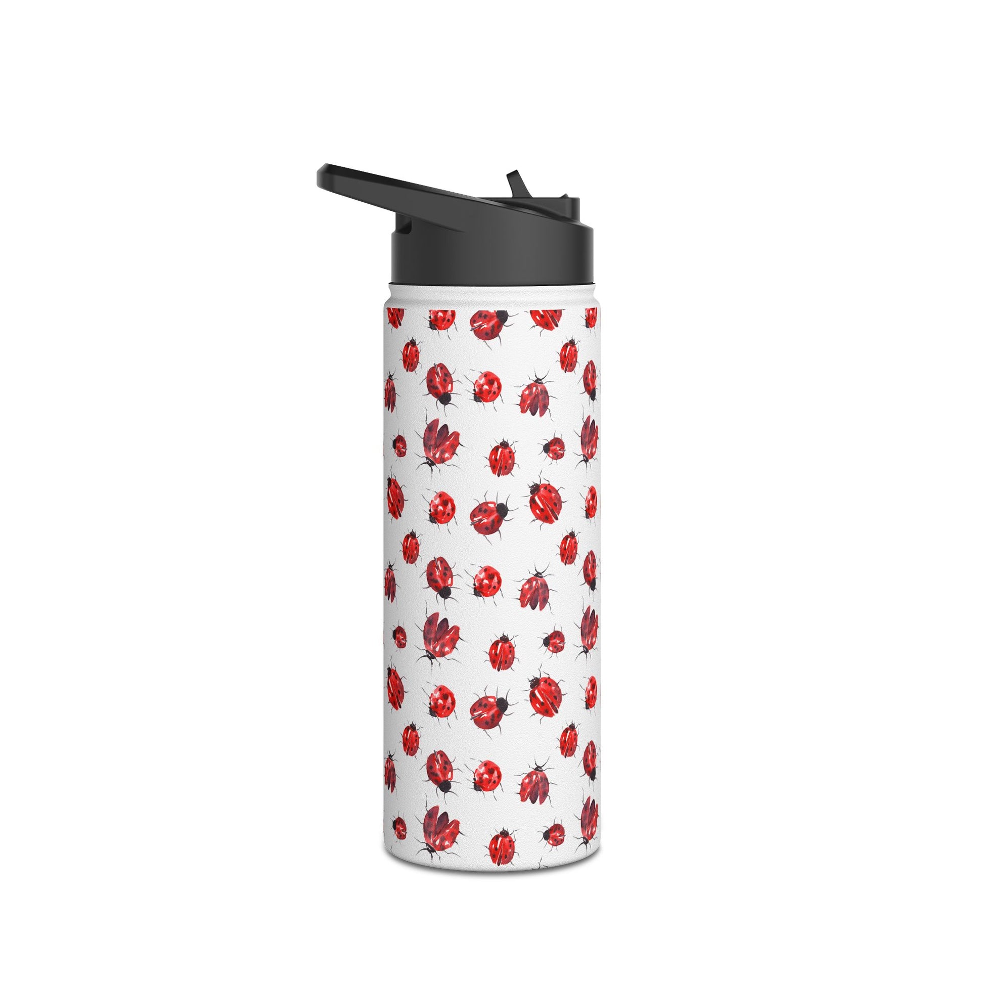 Ladybug insulated reusable water bottle stainless steel 18oz with ladybug pattern drinkware