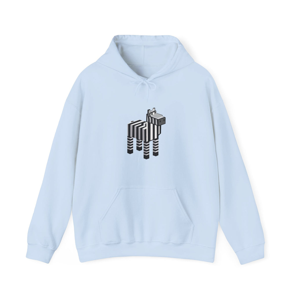Arcade Zebra Hooded Sweatshirt in light blue front view