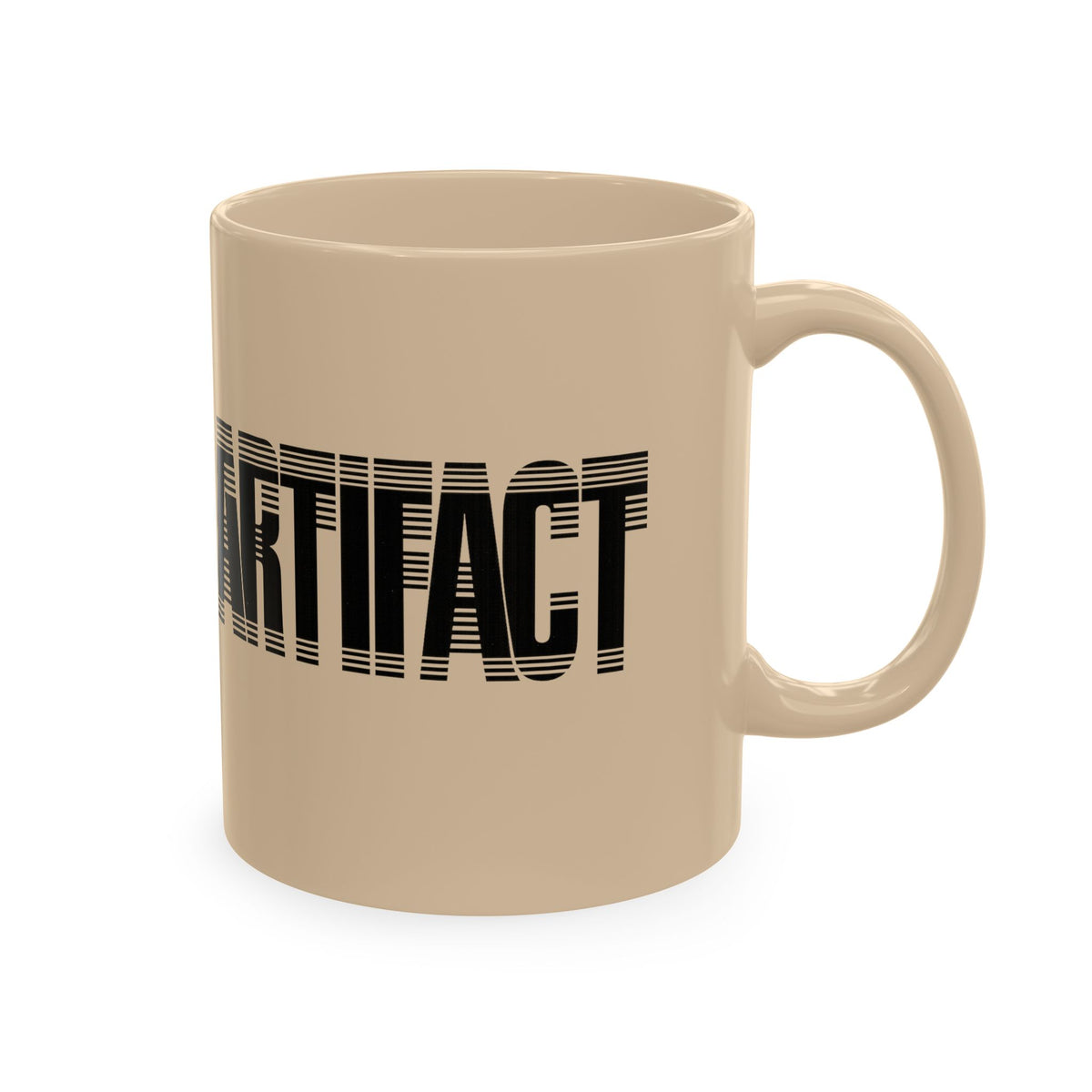 Beige Artifact Tech Mug 11 oz ceramic coffee mug side view