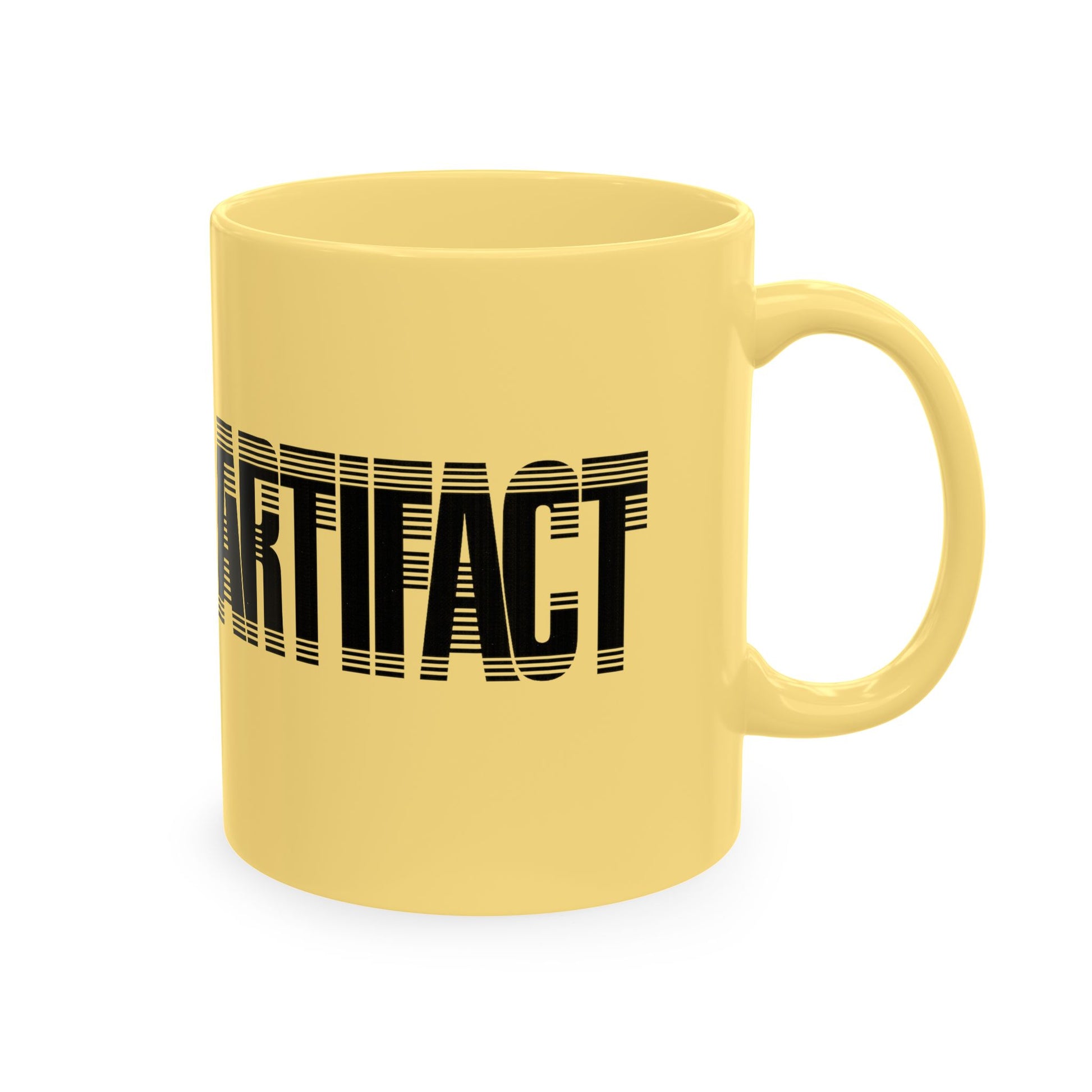 Yellow Artifact Tech Mug flat lay with colorful modern tech accessories