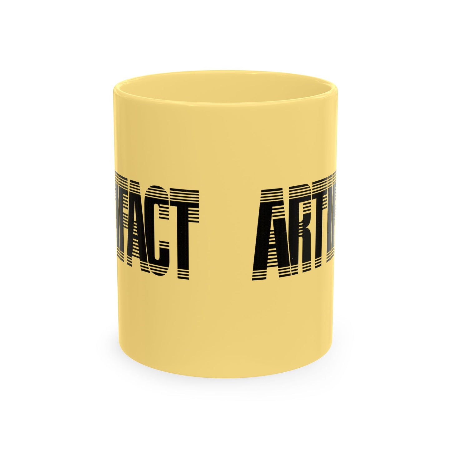 Yellow Artifact Tech Mug 11 oz ceramic coffee mug front view
