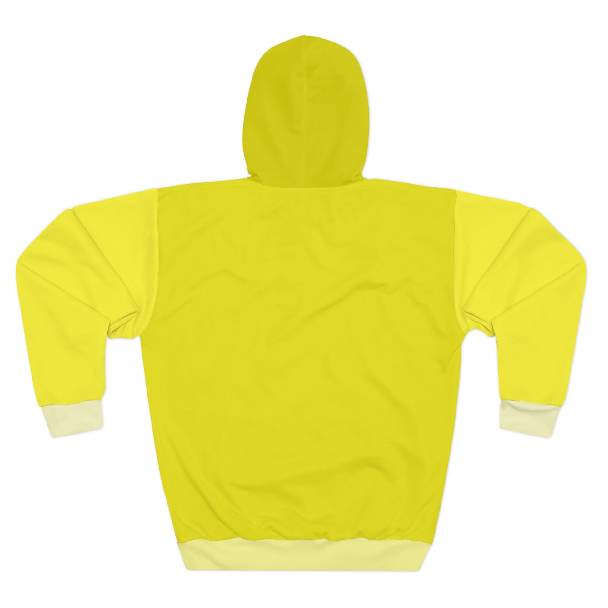 banana yellow colorblock hoodie back view cozy pullover streetwear hood up