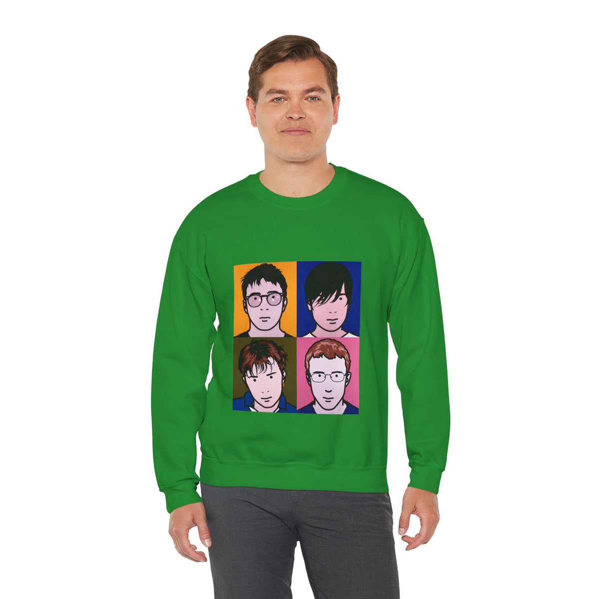 Male model wearing Irish Green Blur Tribute Unisex Sweatshirt with The Best of print.