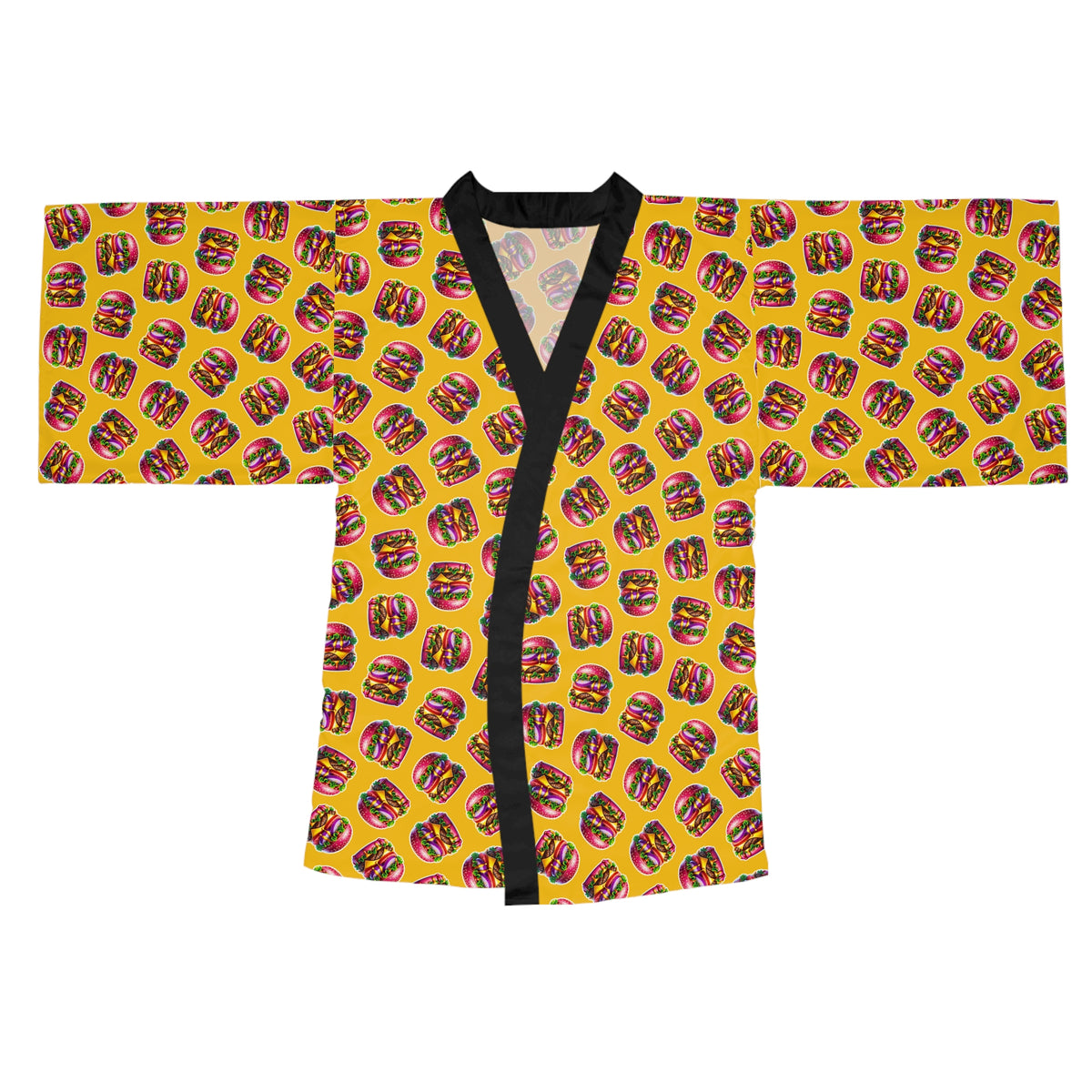Bun & Done yellow printed kimono robe front view