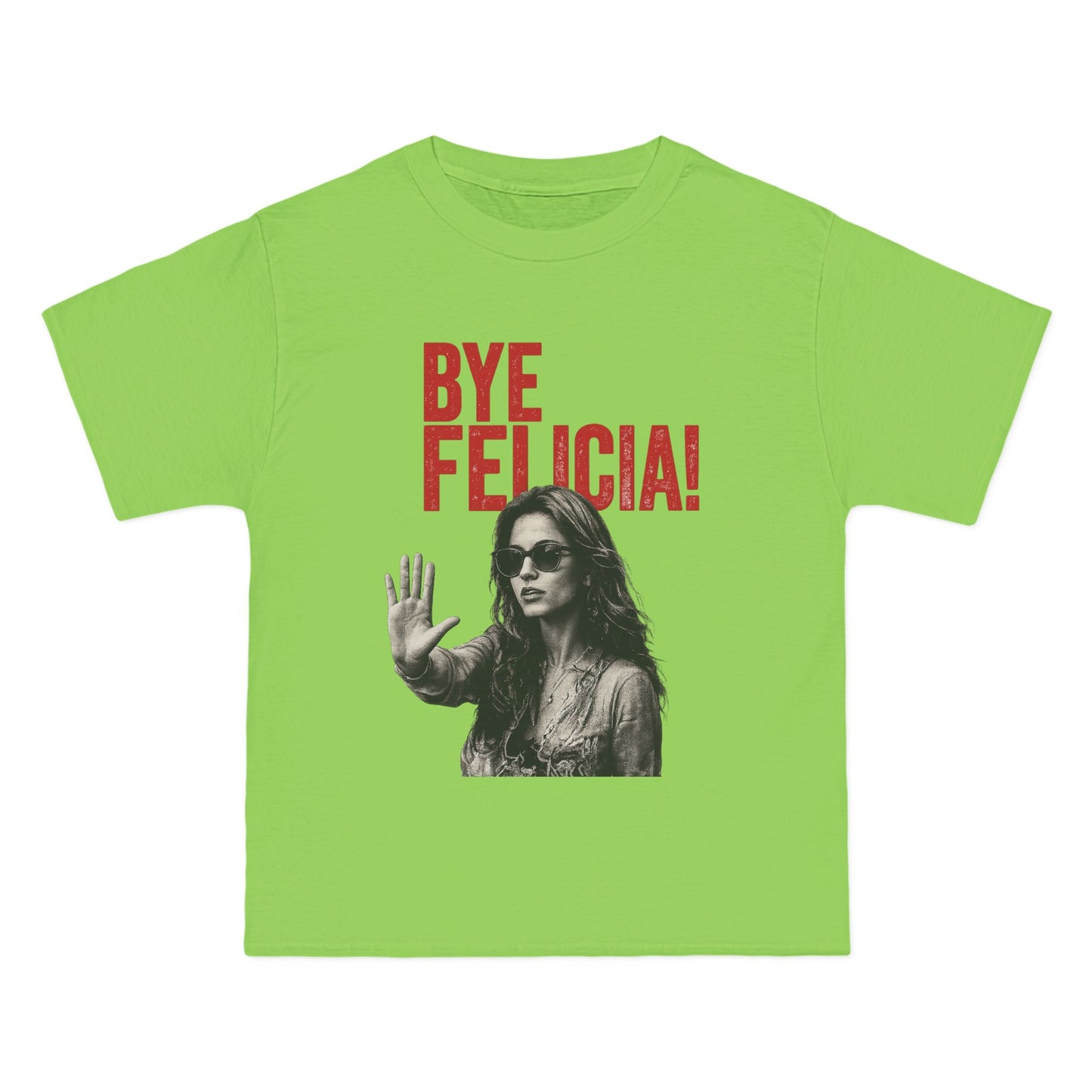 Bright green Bye Felicia unisex graphic t-shirt front view
