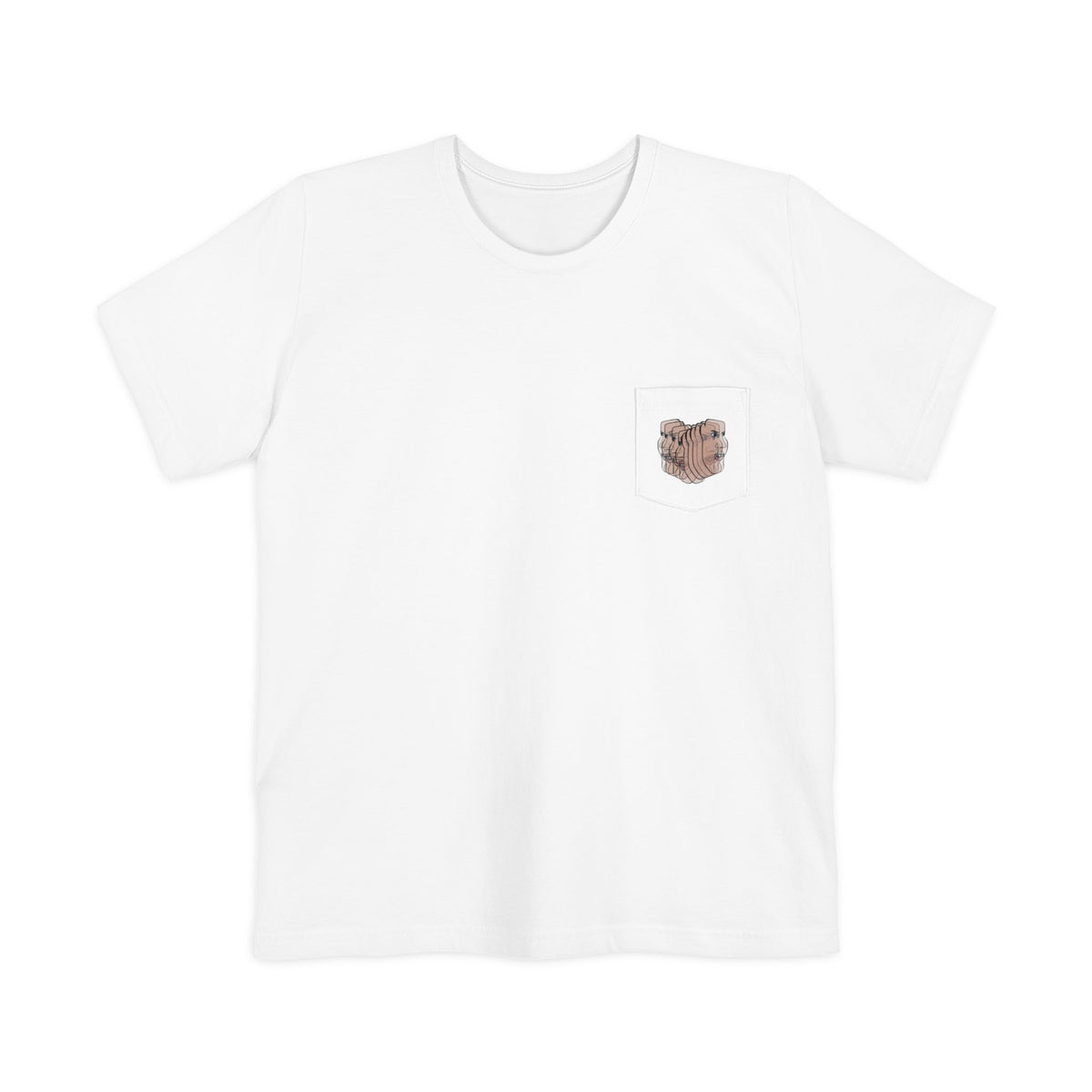 Charlie Deluxe abstract face pocket T-shirt in white, front view