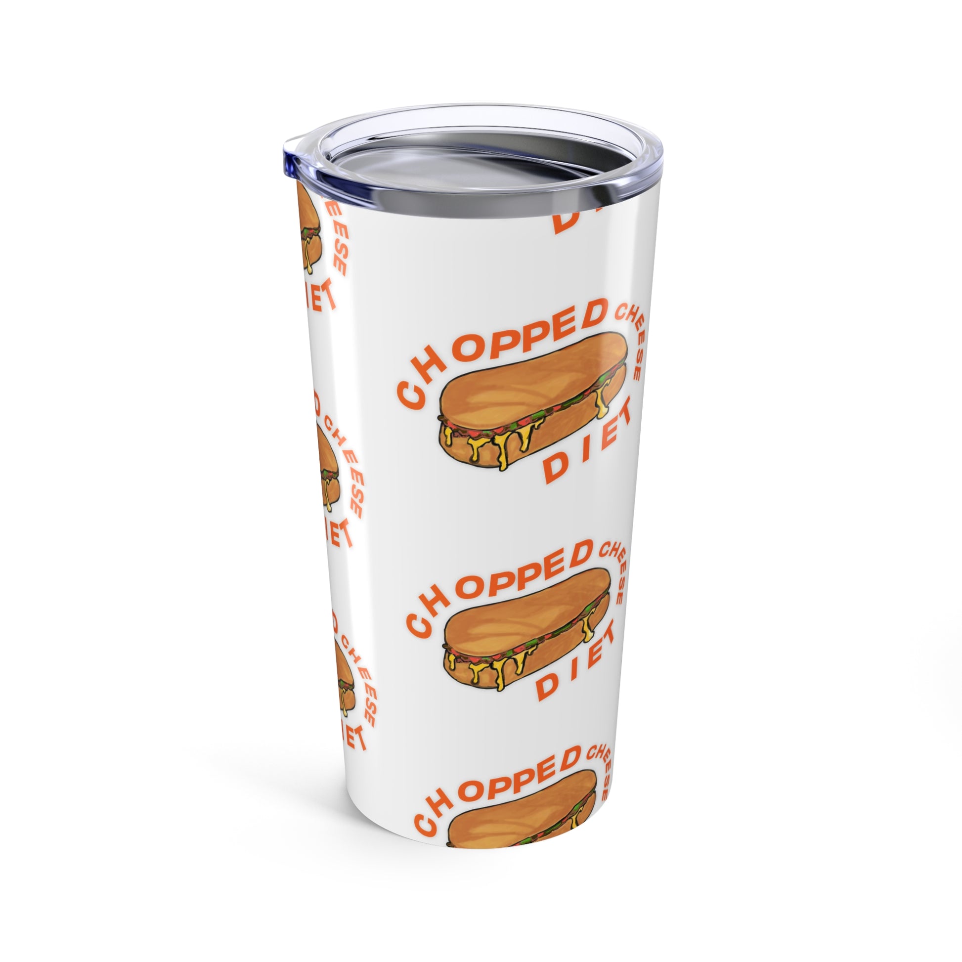 Chopped Cheese Tumbler 20oz stainless steel travel tumbler with New York deli sandwich graphic