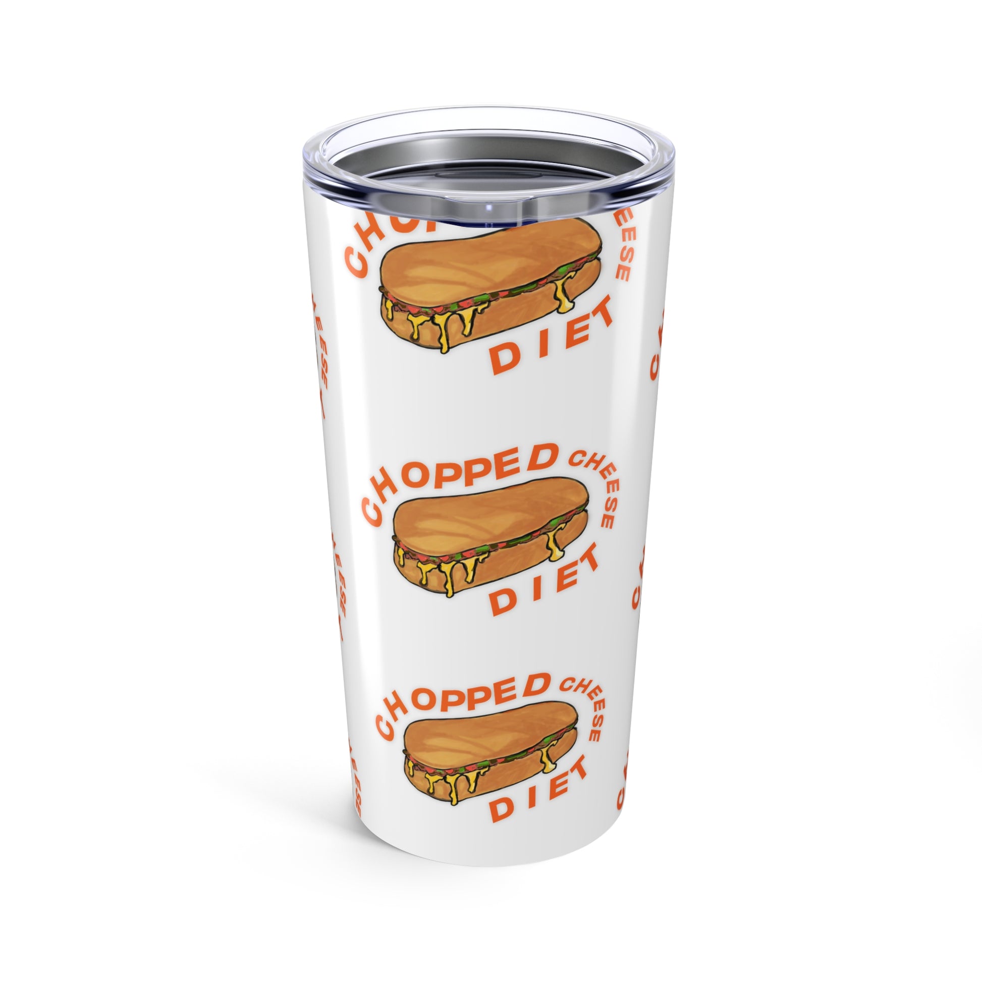 Chopped Cheese Tumbler 20oz stainless steel travel tumbler with New York deli chopped cheese sandwich design