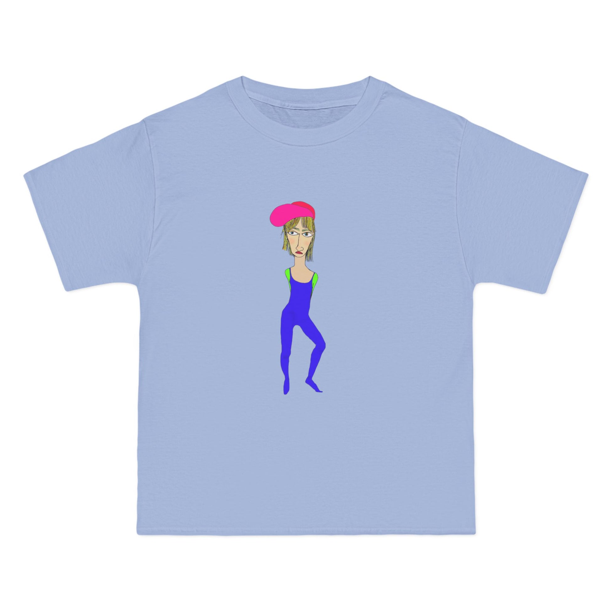 Cody graphic unisex t-shirt front view in light blue