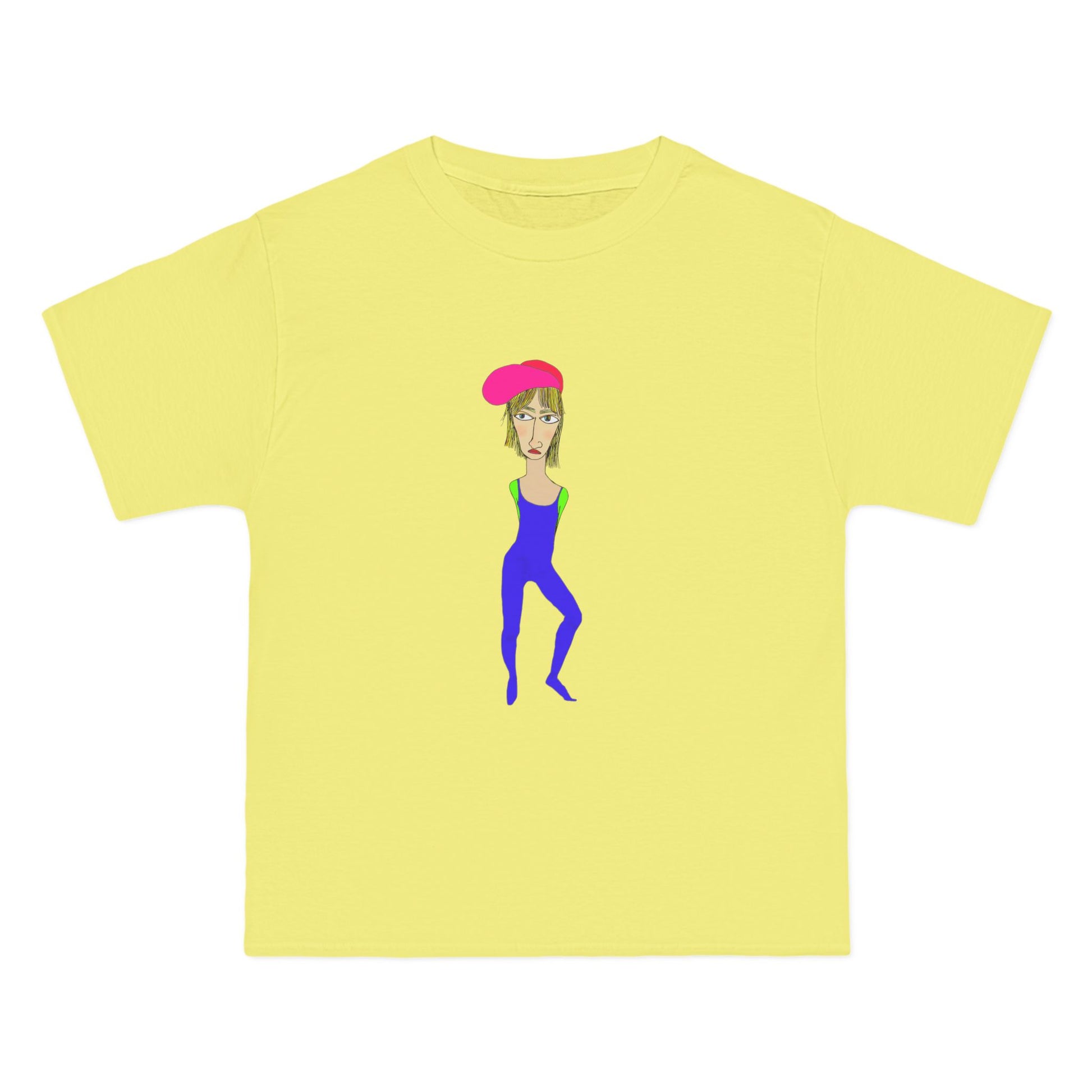 Cody graphic unisex t-shirt front view in pale yellow