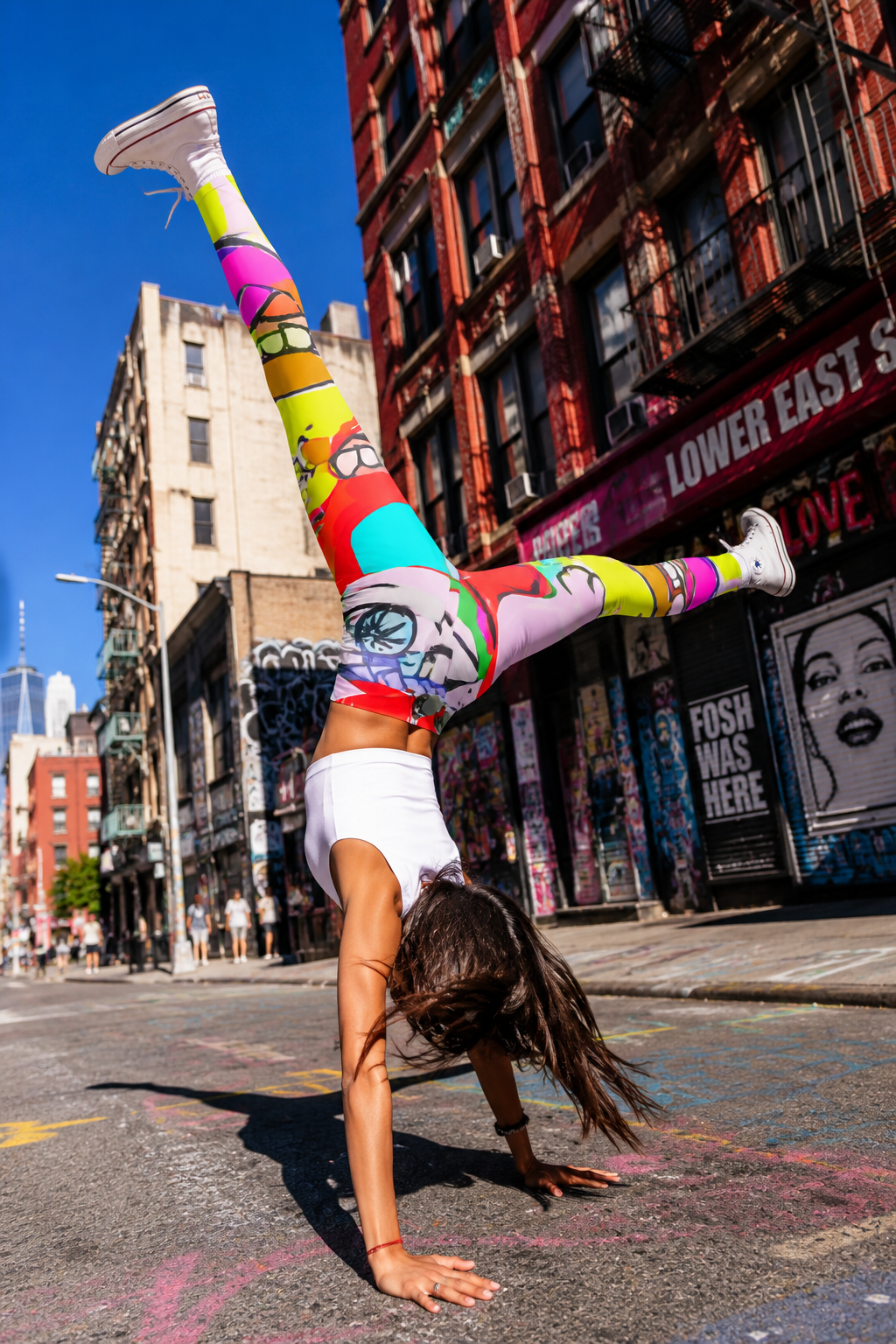 Original Colorfest Pop Art Leggings featuring hand-drawn artwork from Tantrum Media's Sketchbook Collection by NYC artist @socialtantrum.