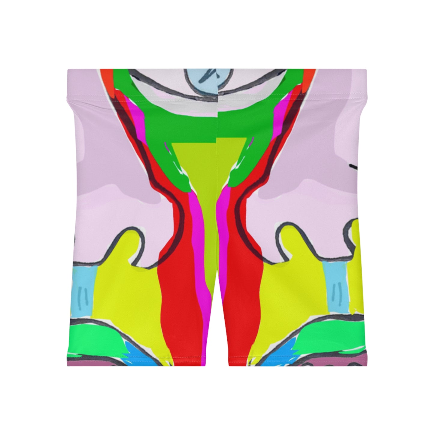 Front view of colorful abstract art women's bike shorts