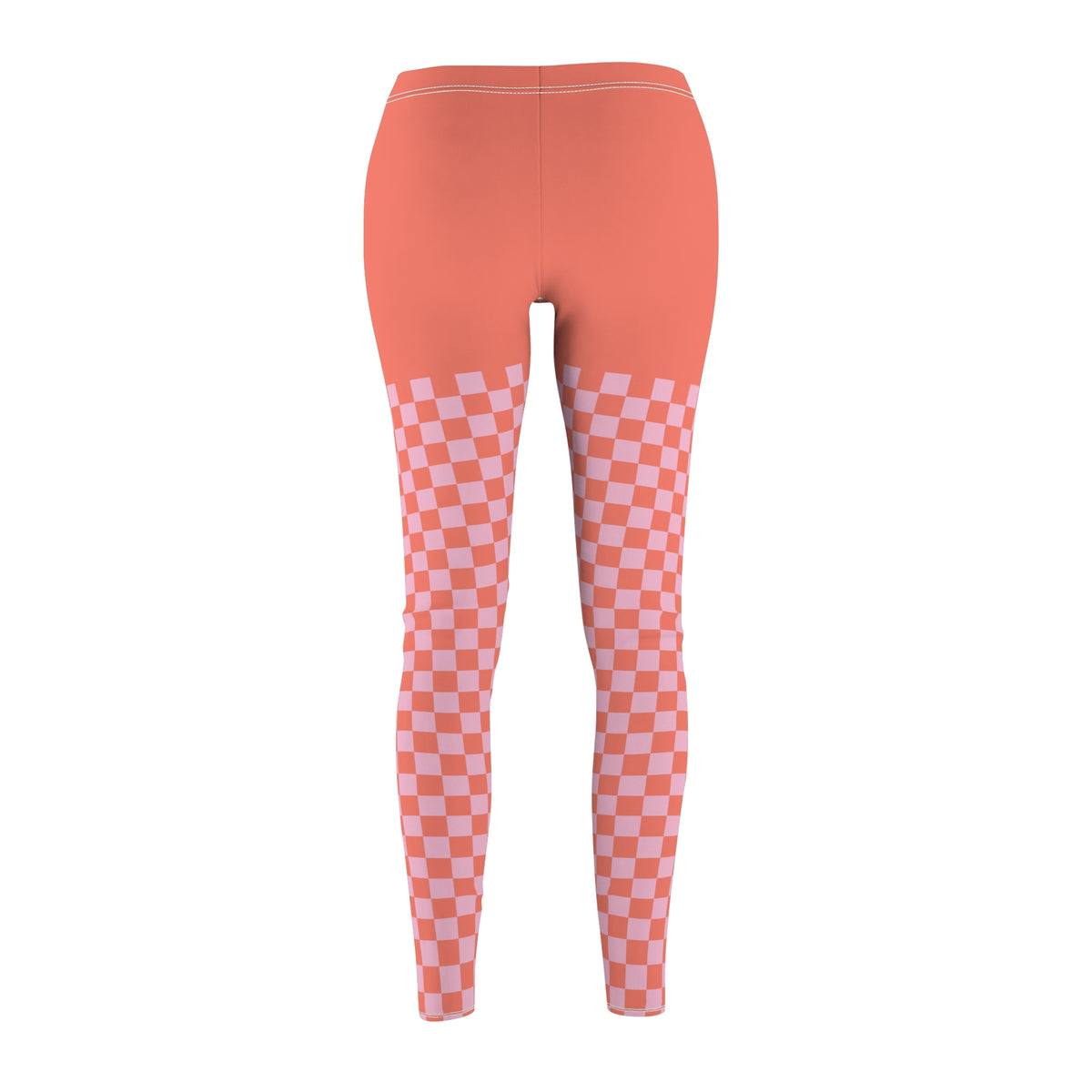 Back view of coral gridlock leggings