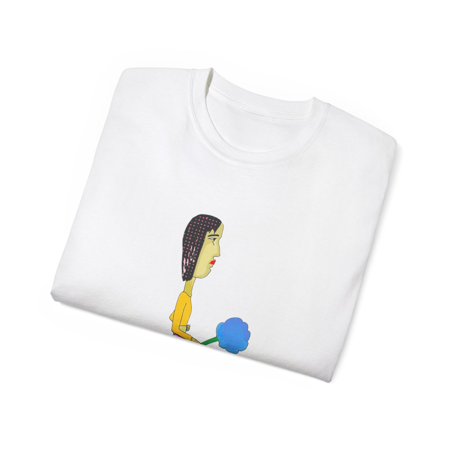 Folded Cotton Candy Graphic Unisex T-Shirt highlighting the colorful front graphic and soft cotton fabric.