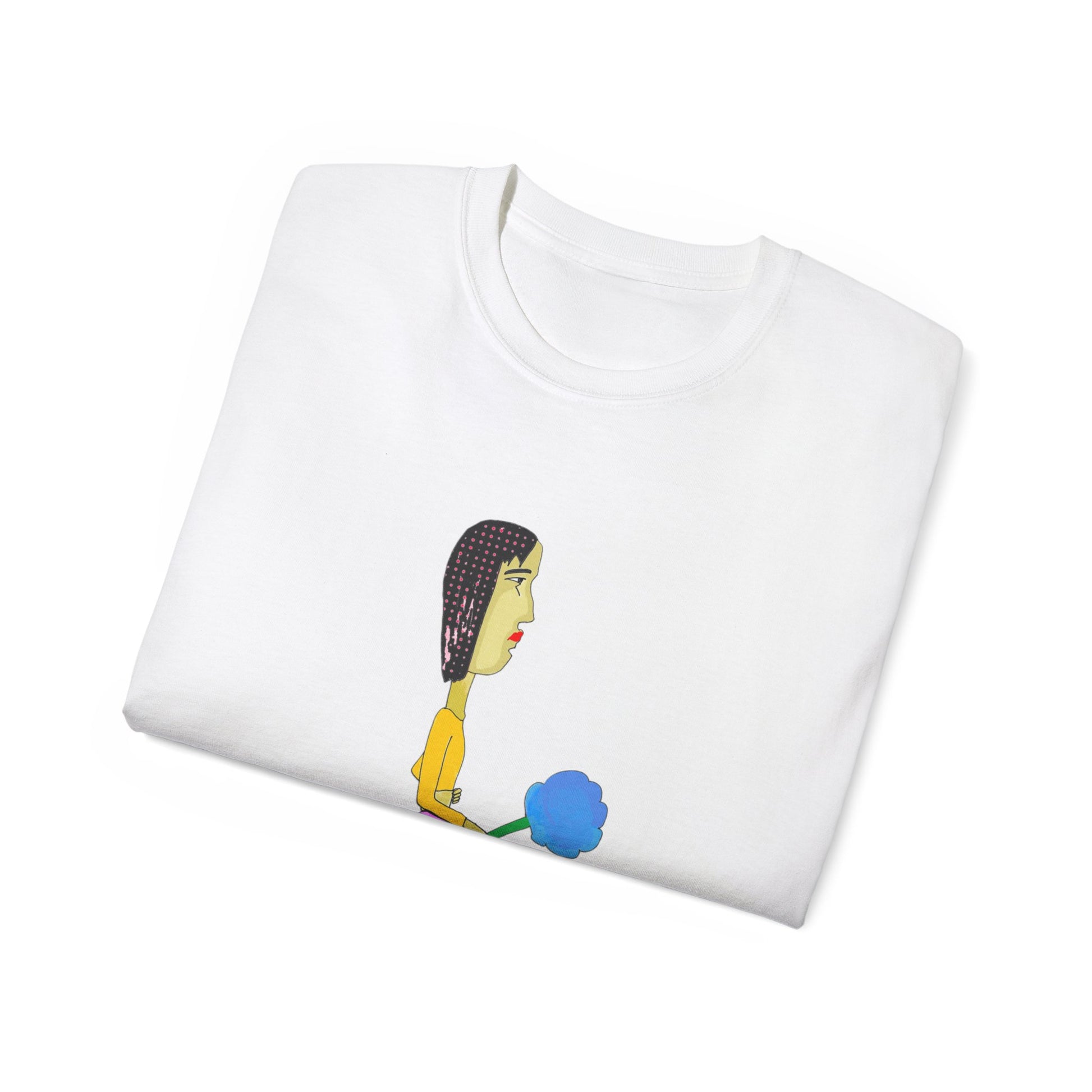 Folded Cotton Candy Graphic Unisex T-Shirt highlighting the colorful front graphic and soft cotton fabric.