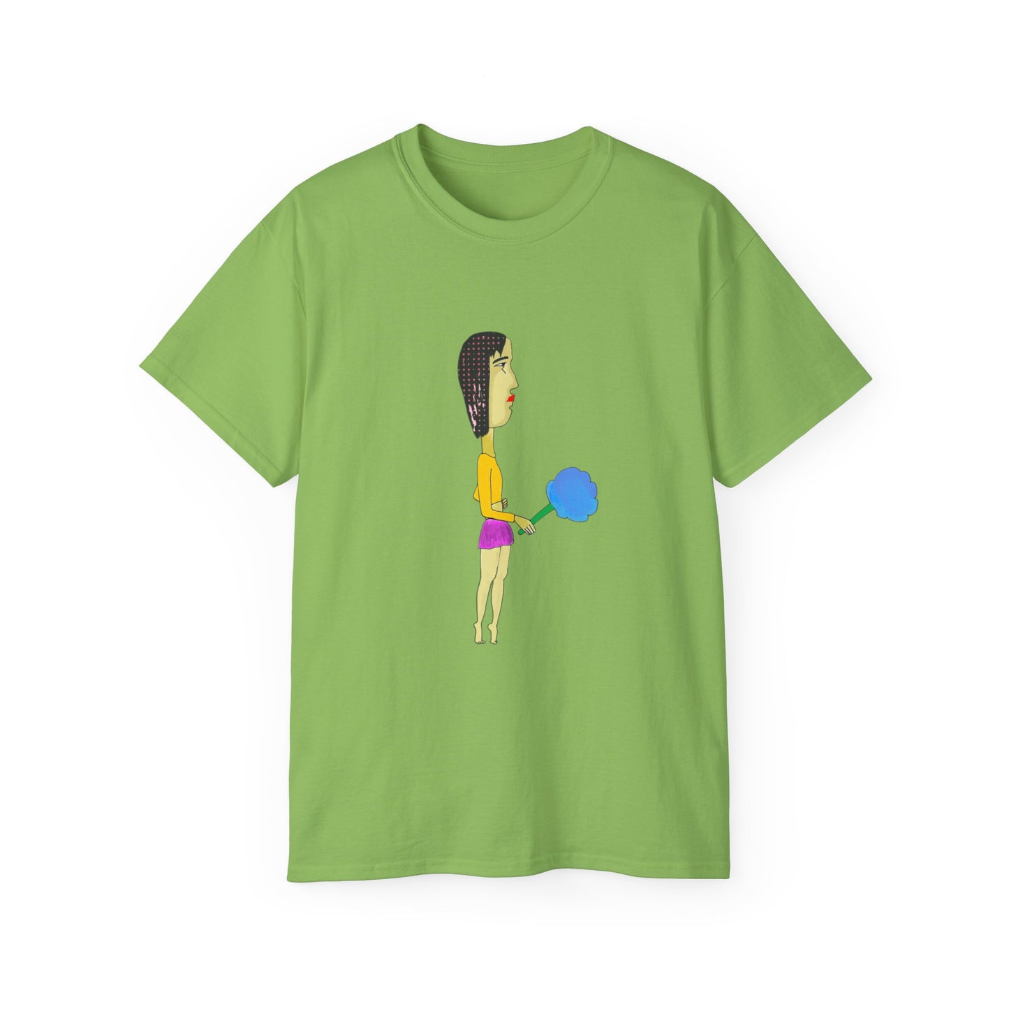 Front view of the Cotton Candy Graphic Unisex T-Shirt in green with colorful graphic artwork.