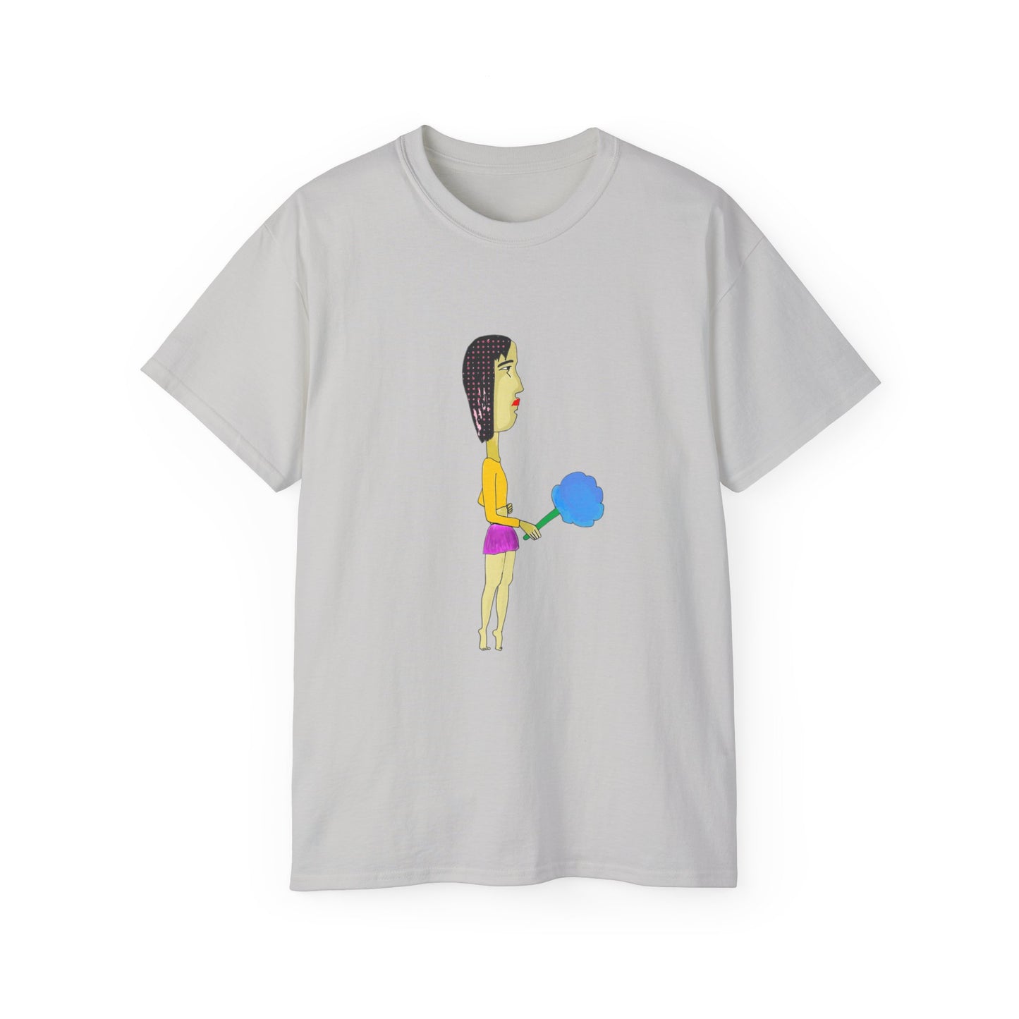 Front view of the Cotton Candy Graphic Unisex T-Shirt in sport grey featuring the cotton candy illustration.