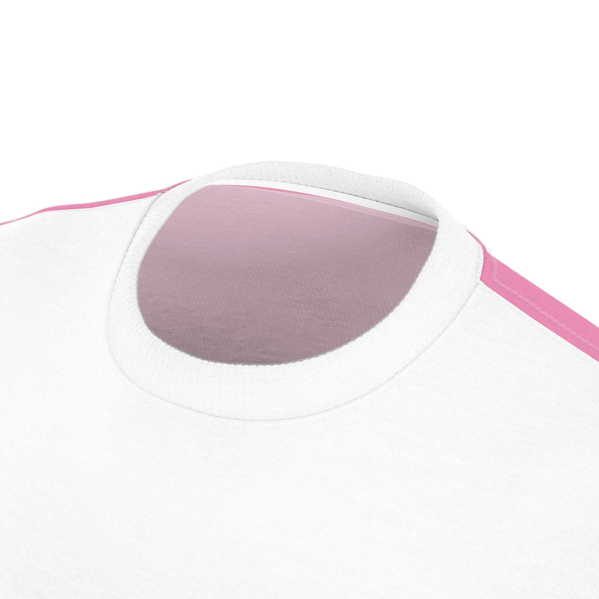 Close-up of collar stitching on polyester gamer t-shirt