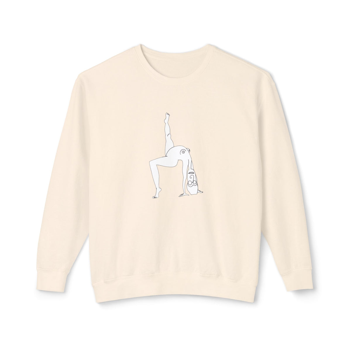 Ivory Elastika Girl unisex crewneck sweatshirt with original minimalist figure illustration on the front.
