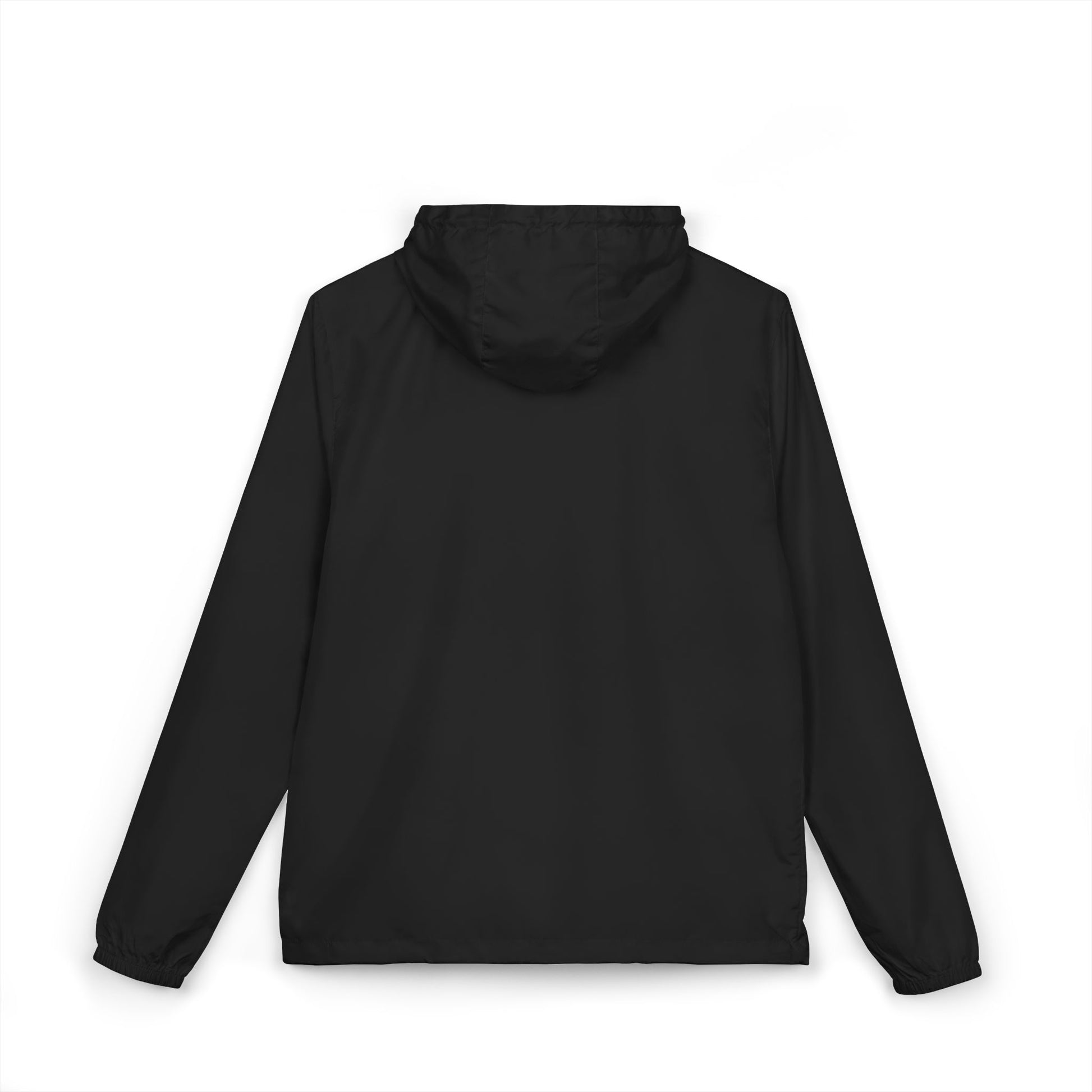 Black Essential Lightweight Hooded Windbreaker Jacket, back view