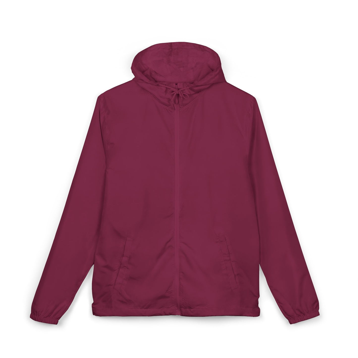 Burgundy Essential Lightweight Hooded Windbreaker Jacket, front view