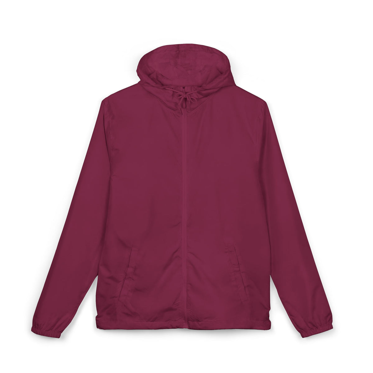 Burgundy Essential Lightweight Hooded Windbreaker Jacket, front view