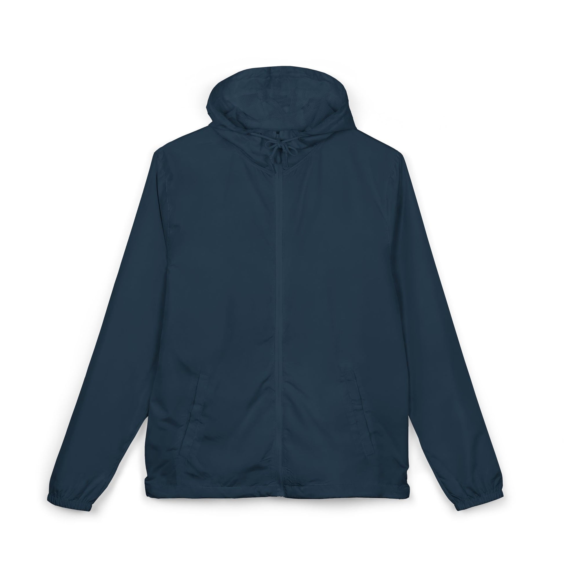 Navy Essential Lightweight Hooded Windbreaker Jacket, front view