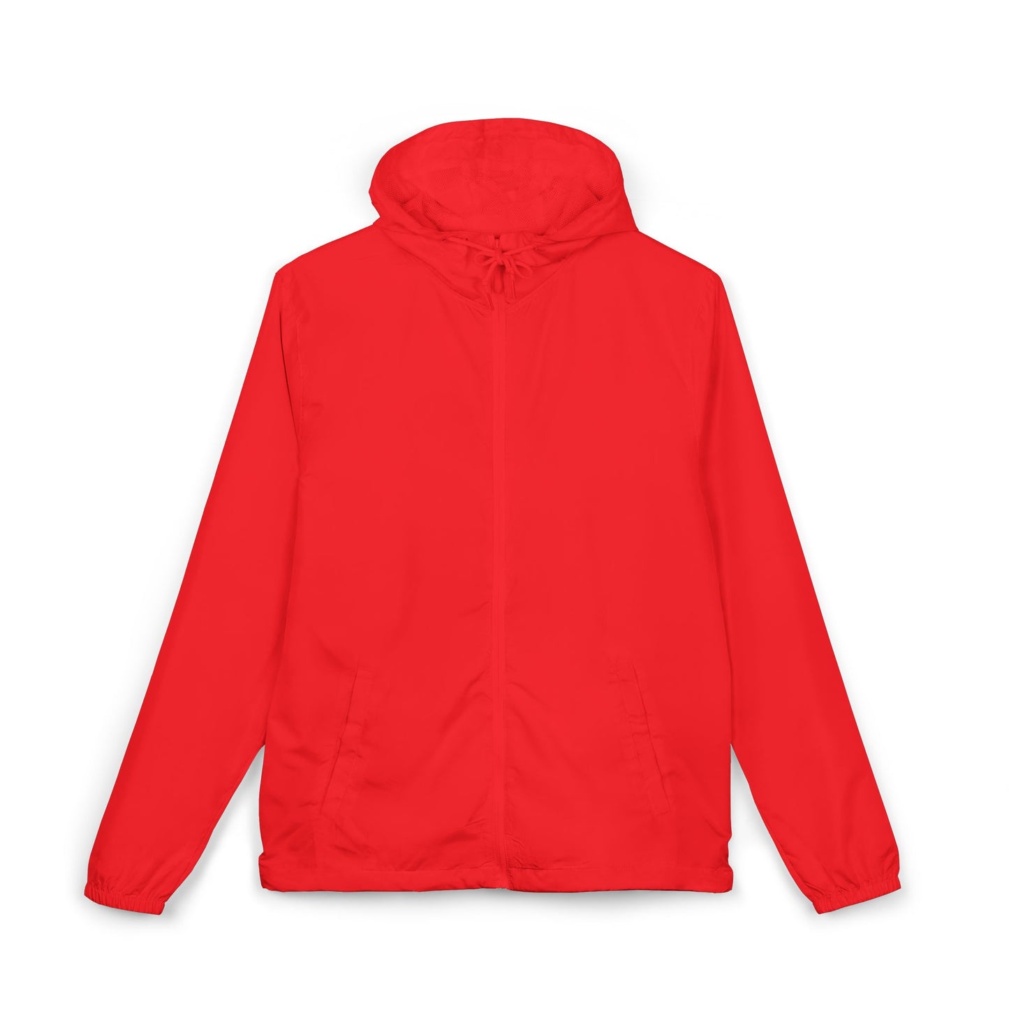 Red Essential Lightweight Hooded Windbreaker Jacket, front view