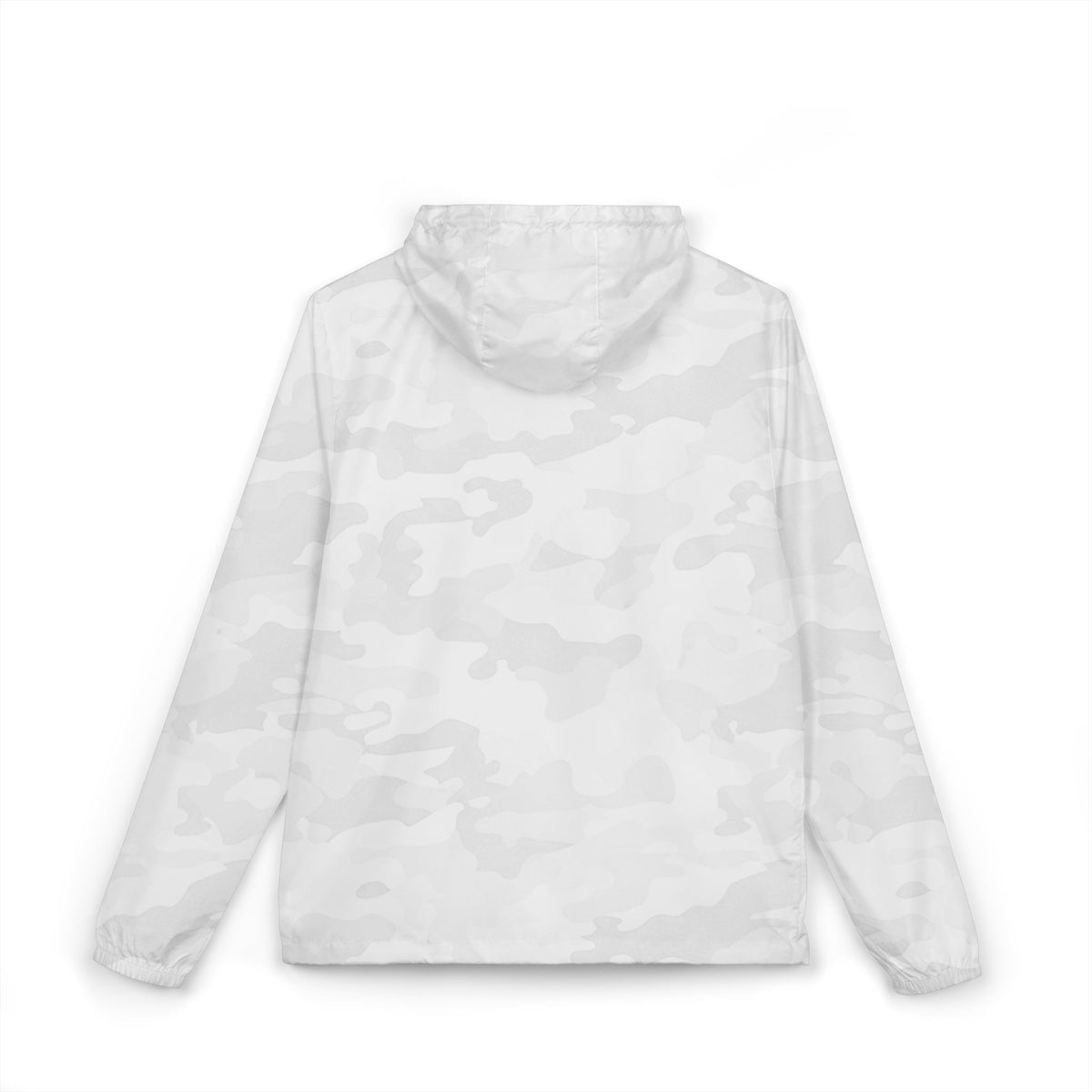 White Camo Essential Lightweight Hooded Windbreaker Jacket, back view