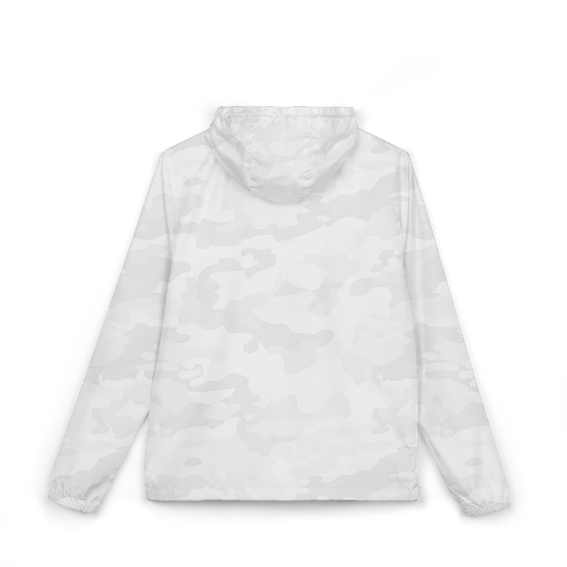 White Camo Essential Lightweight Hooded Windbreaker Jacket, back view