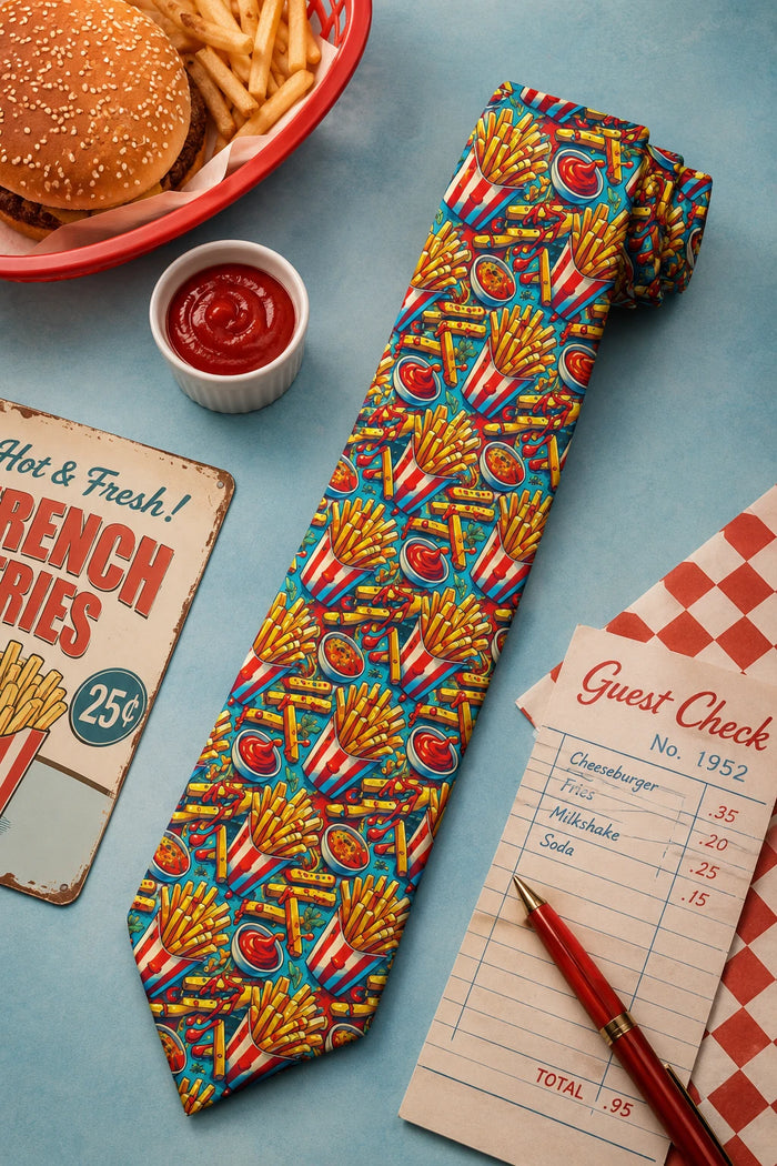 French Fries Necktie – Funny Food Print Tie