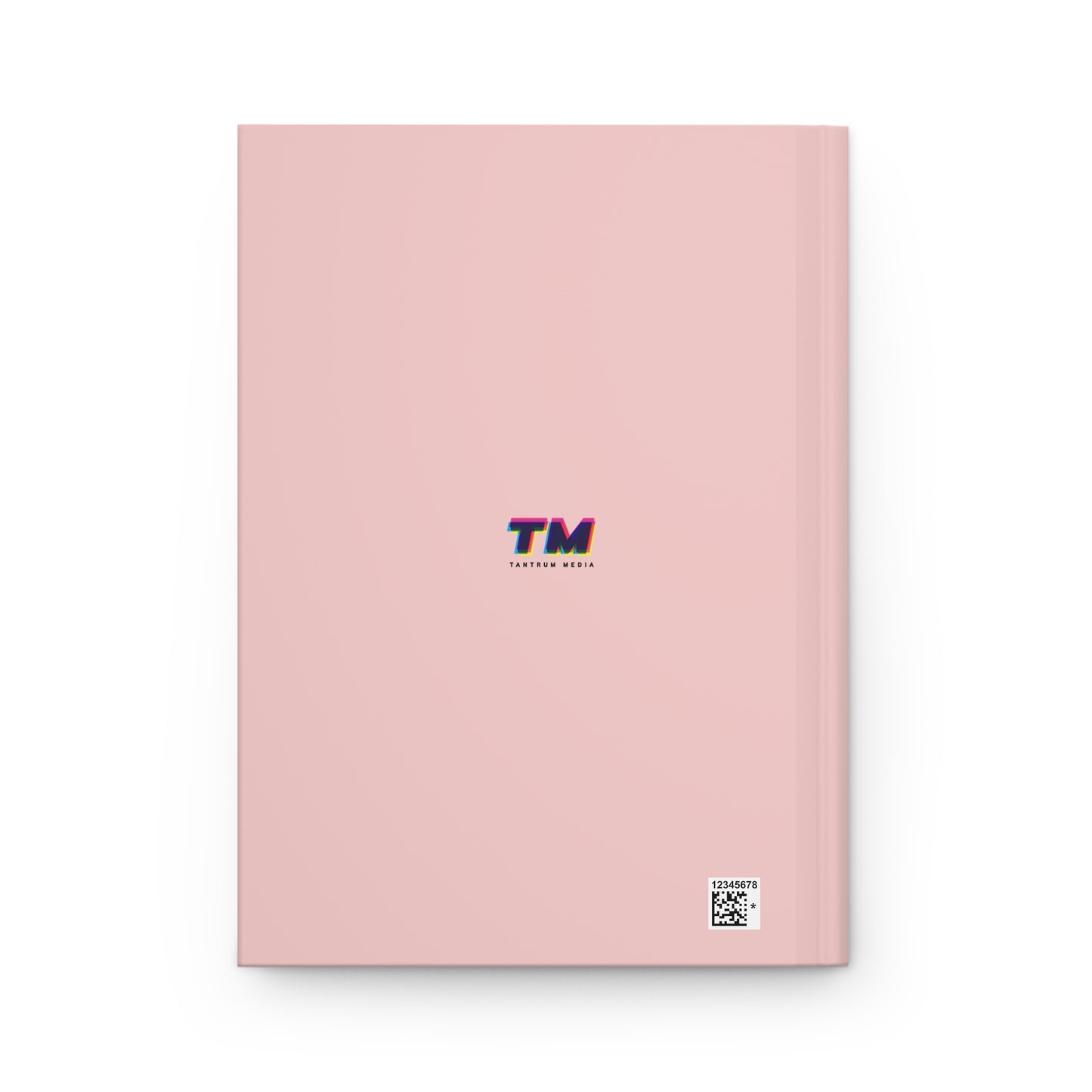 Pink back cover of Fauci’s Diary matte hardcover journal with small Tantrum Media logo