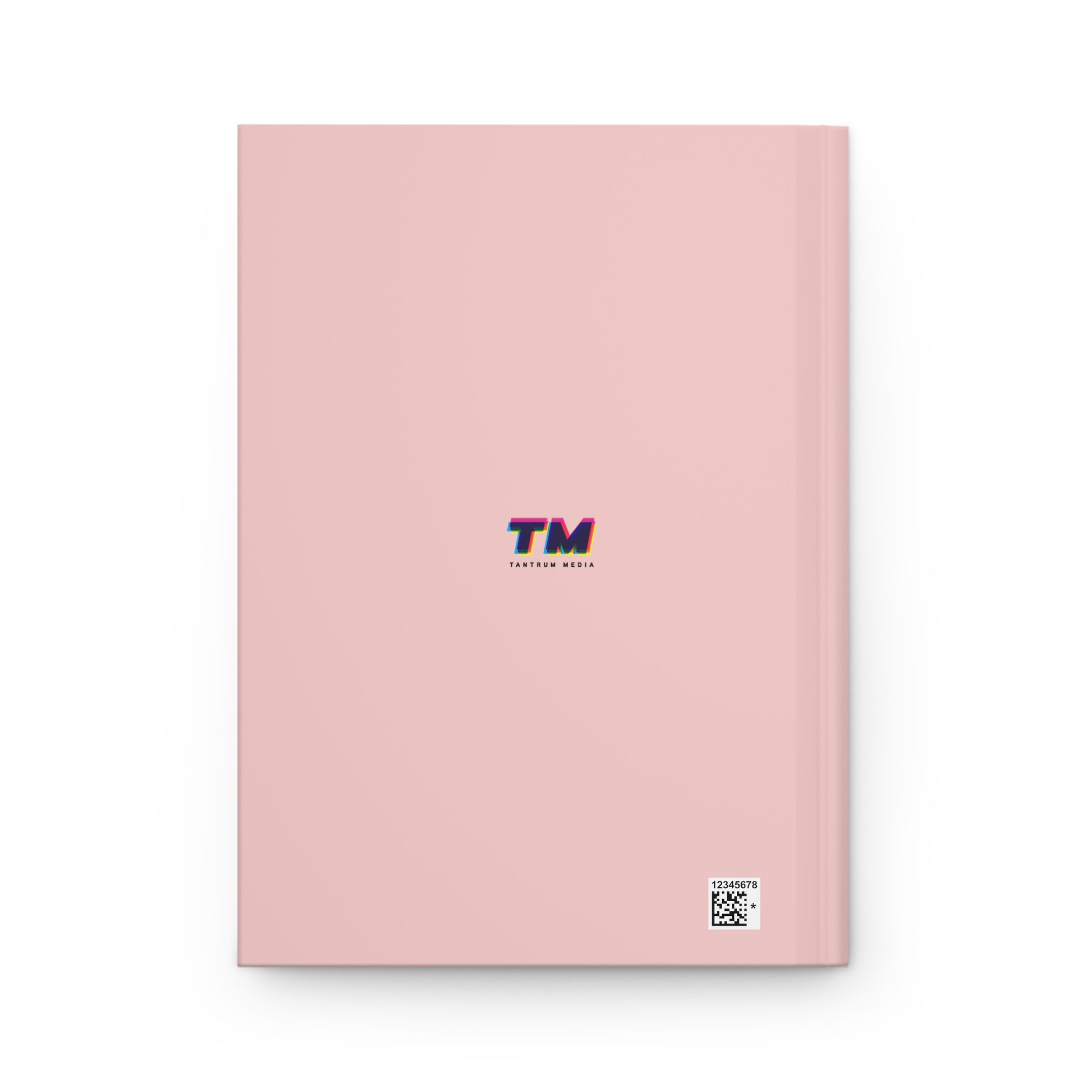 Pink back cover of Fauci’s Diary matte hardcover journal with small Tantrum Media logo