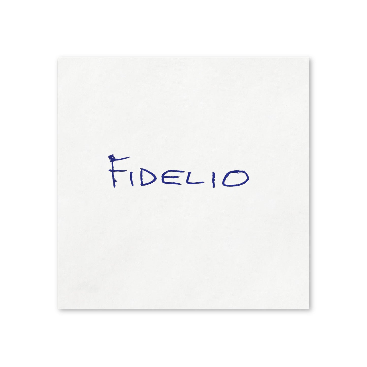 White Fidelio Eyes Wide Shut tissue beverage napkin with handwritten blue design
