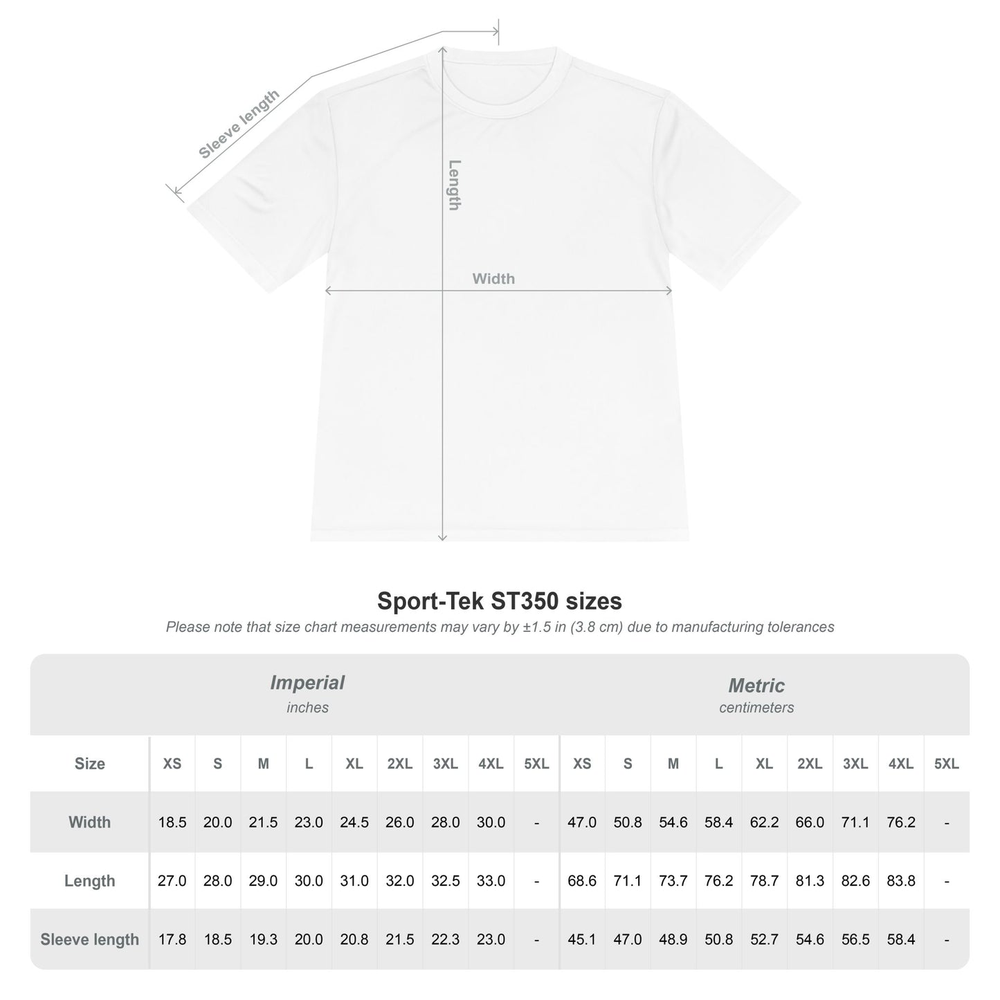 FIFA World Cup 2026 graphic T-shirt sizing chart and measurements guide