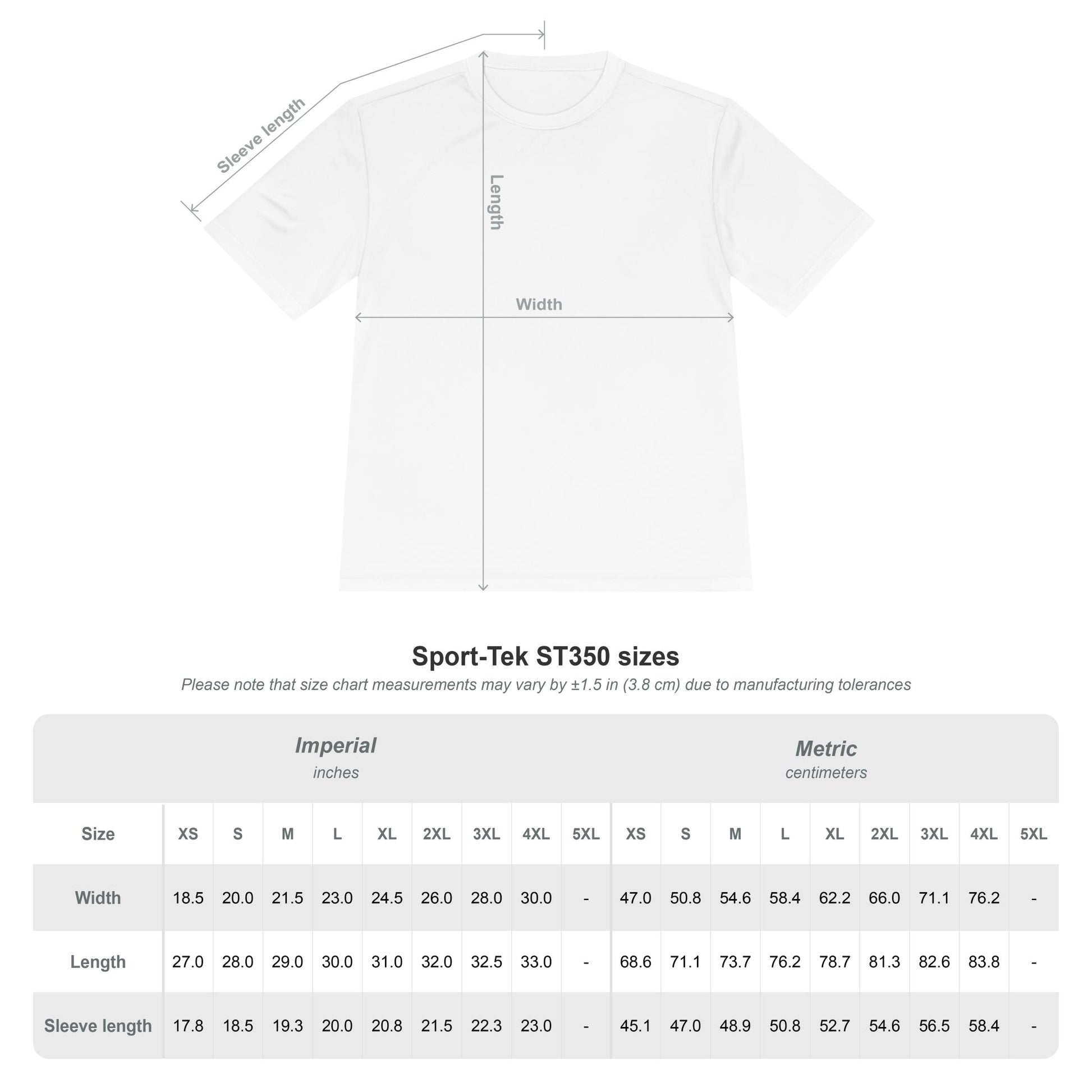 FIFA World Cup 2026 graphic T-shirt sizing chart and measurements guide