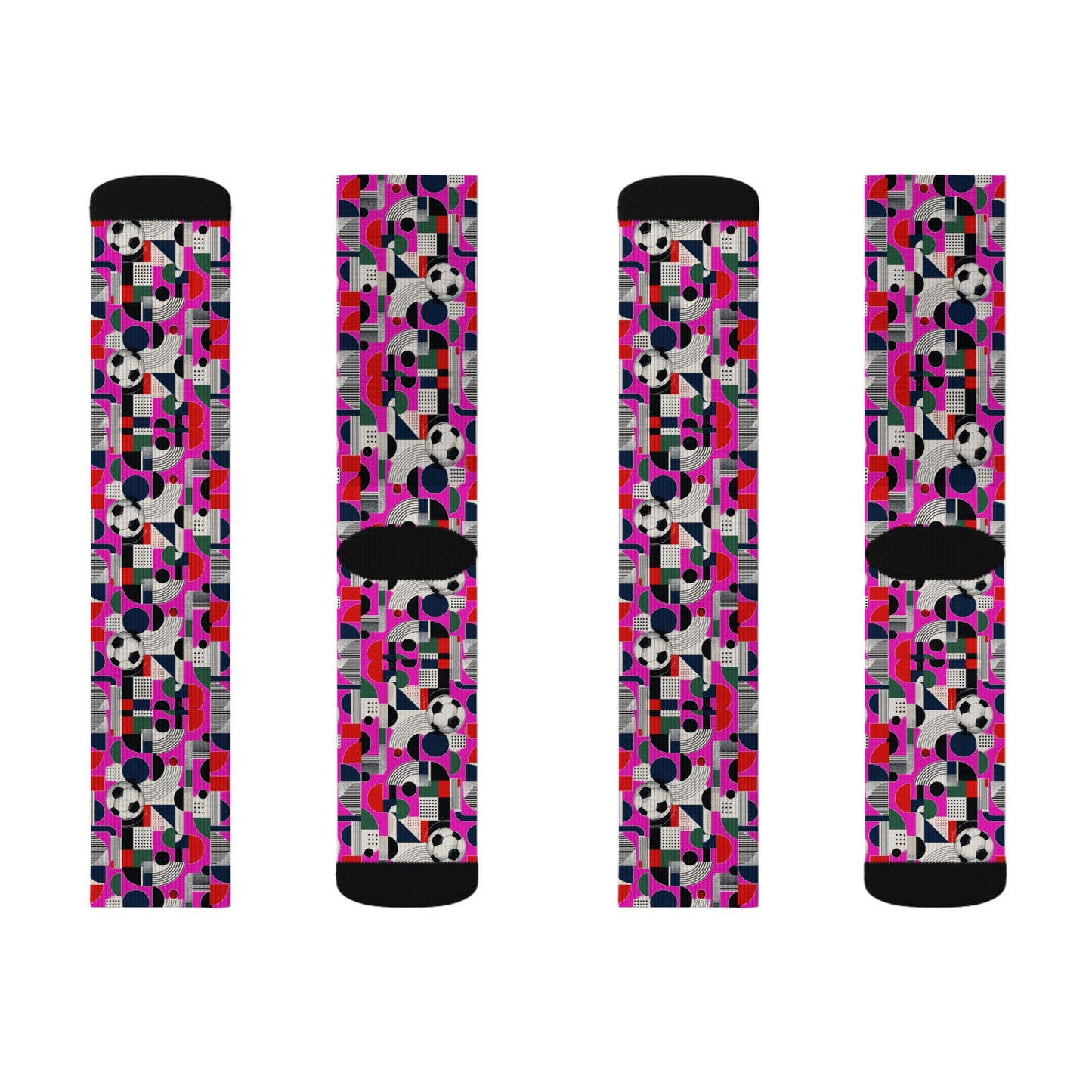 Multiple product views of FIFA World Cup 2026 soccer fan crew socks showcasing full pattern design.