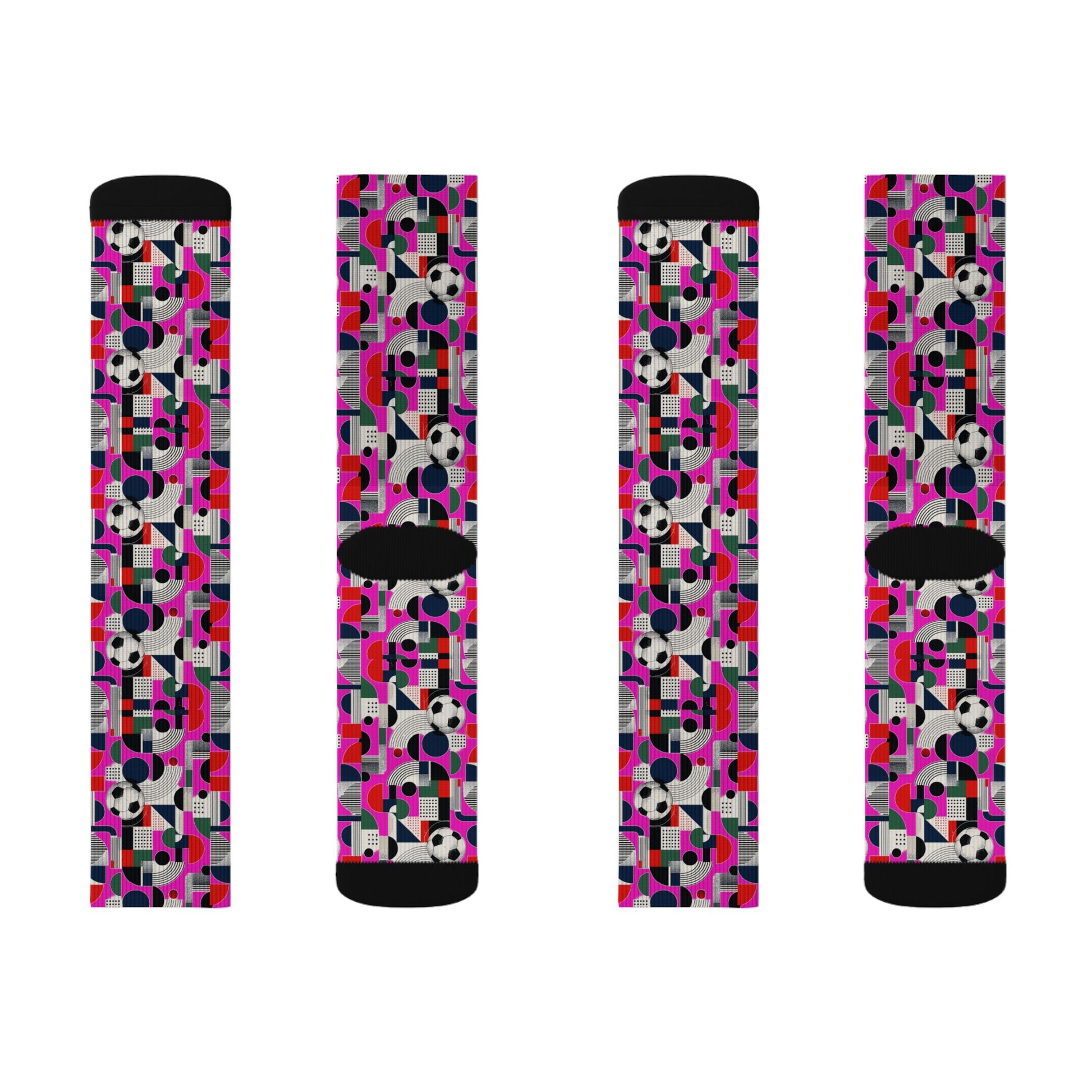 Multiple product views of FIFA World Cup 2026 soccer fan crew socks showcasing full pattern design.